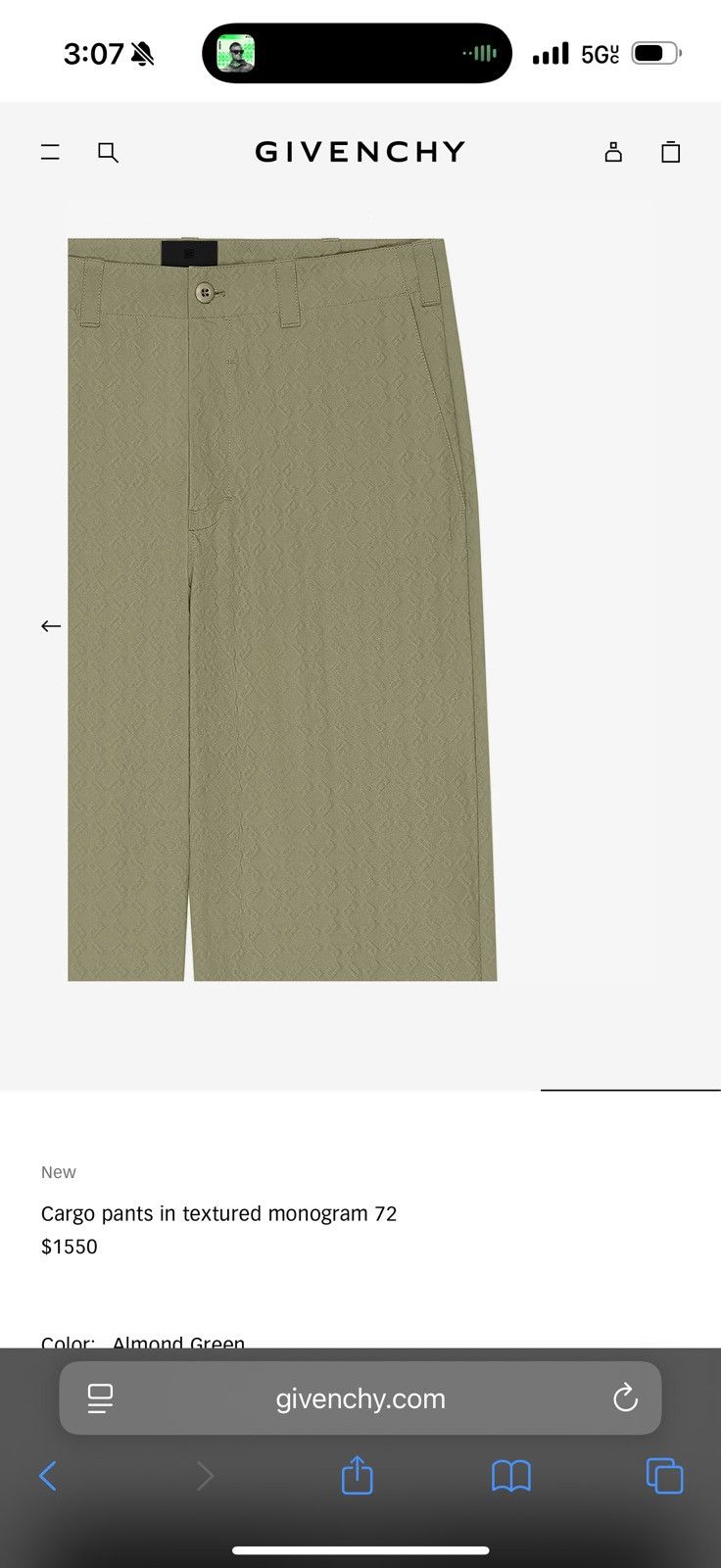 Givenchy Cargo Pant G Logo Size US 33 - 2 Thumbnail