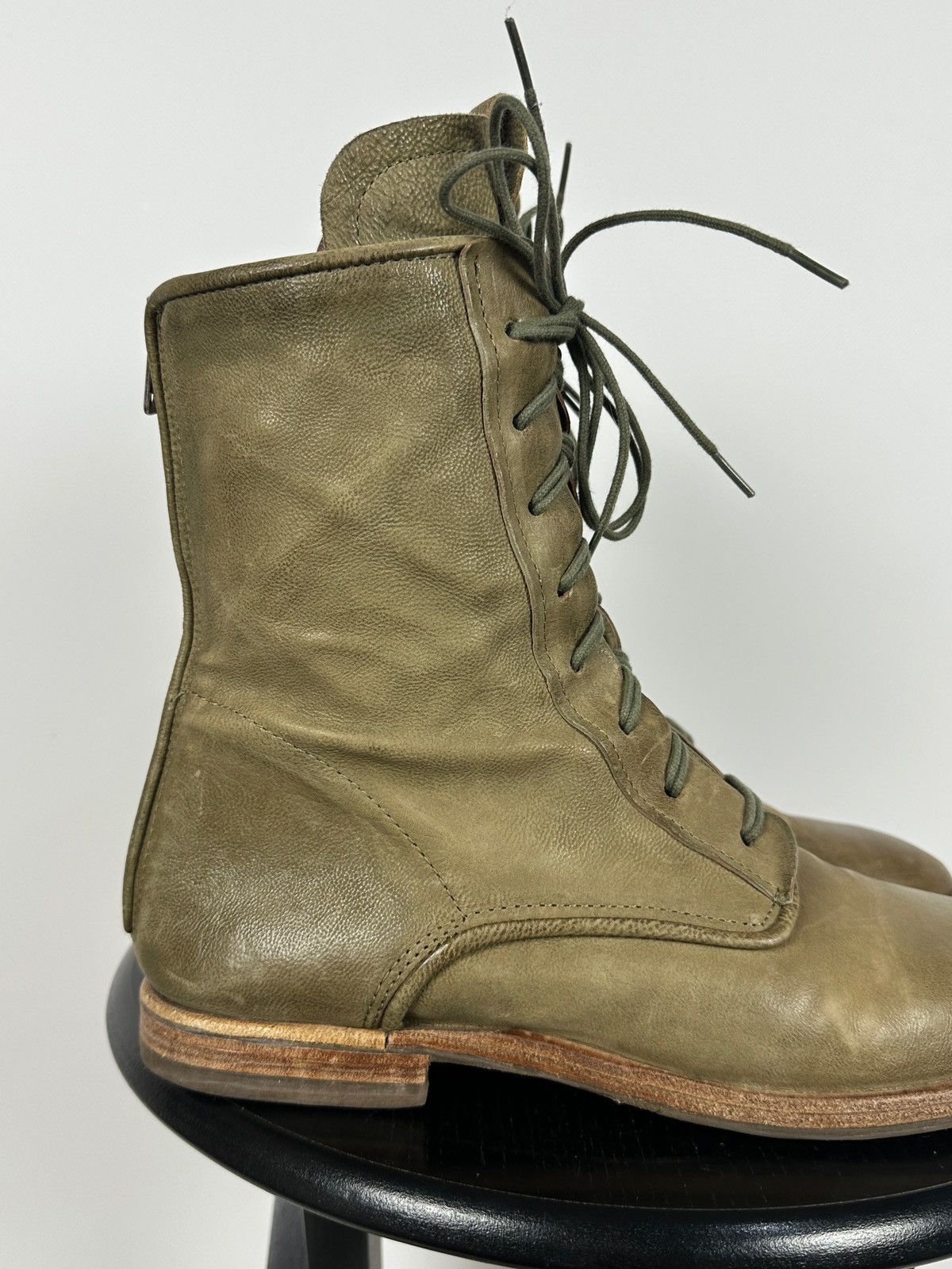A.S.98 A.S.98. Airstep Olive Green Leather Back Zipper Ankle Boots Size US 11 / IT 41 - 15 Thumbnail