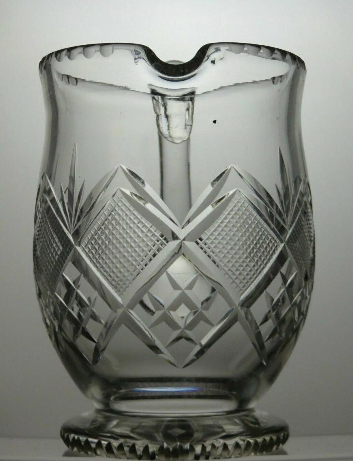 The Unbranded Brand Vintage Lead Crystal Cut Glass Water Jug 6 1/2" Size ONE SIZE - 4 Thumbnail
