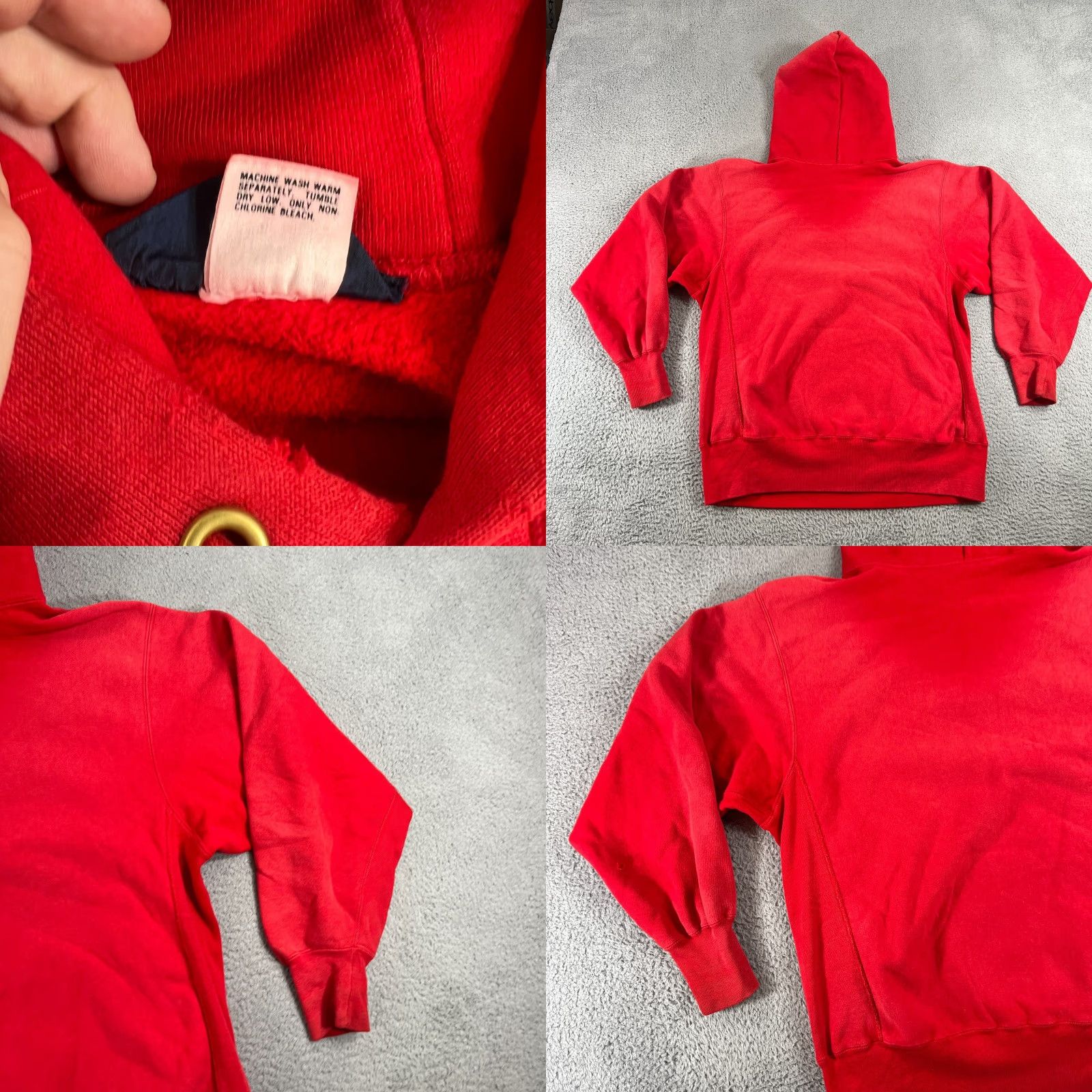 Champion VINTAGE Champion Reverse Weave Hoodie Mens L Red 80s Distressed Sweatshirt Size US L / EU 52-54 / 3 - 10 Thumbnail