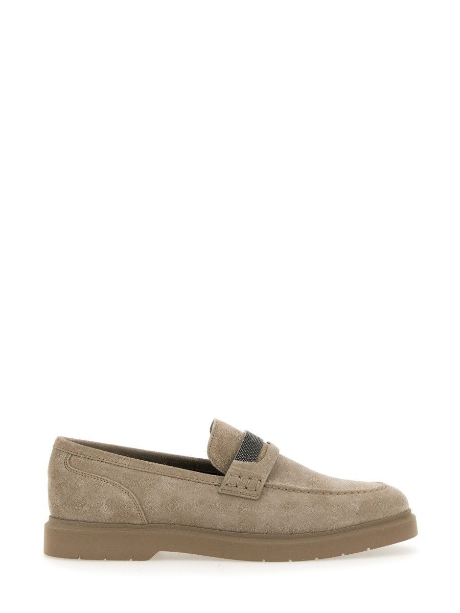 Brunello Cucinelli BRUNELLO CUCINELLI SUEDE "PENNY" LOAFER - DOVE (IT 40) Size US 10 / IT 40 - 1 Thumbnail