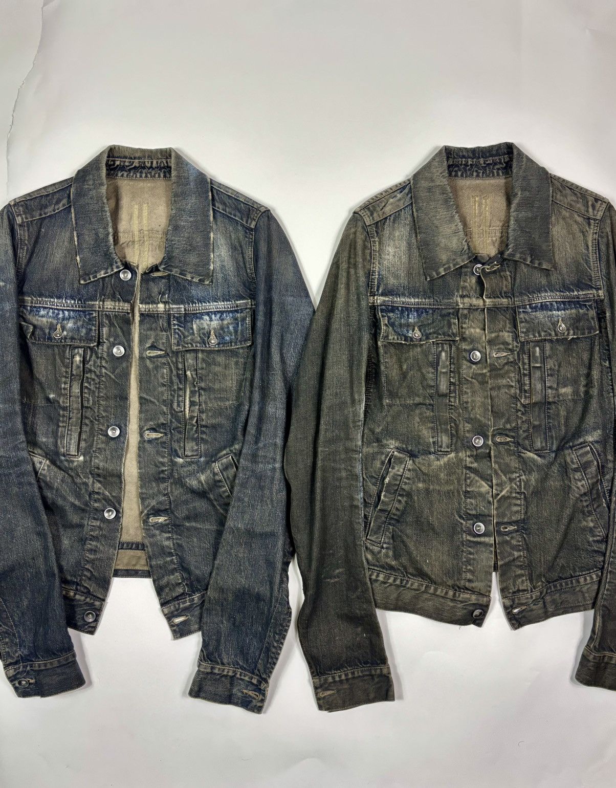 Rick Owens Rick Owens FW07 Exploder Mud Dust Wash Trucker Denim Jacket Size US XS / EU 42 / 0 - 2 Thumbnail