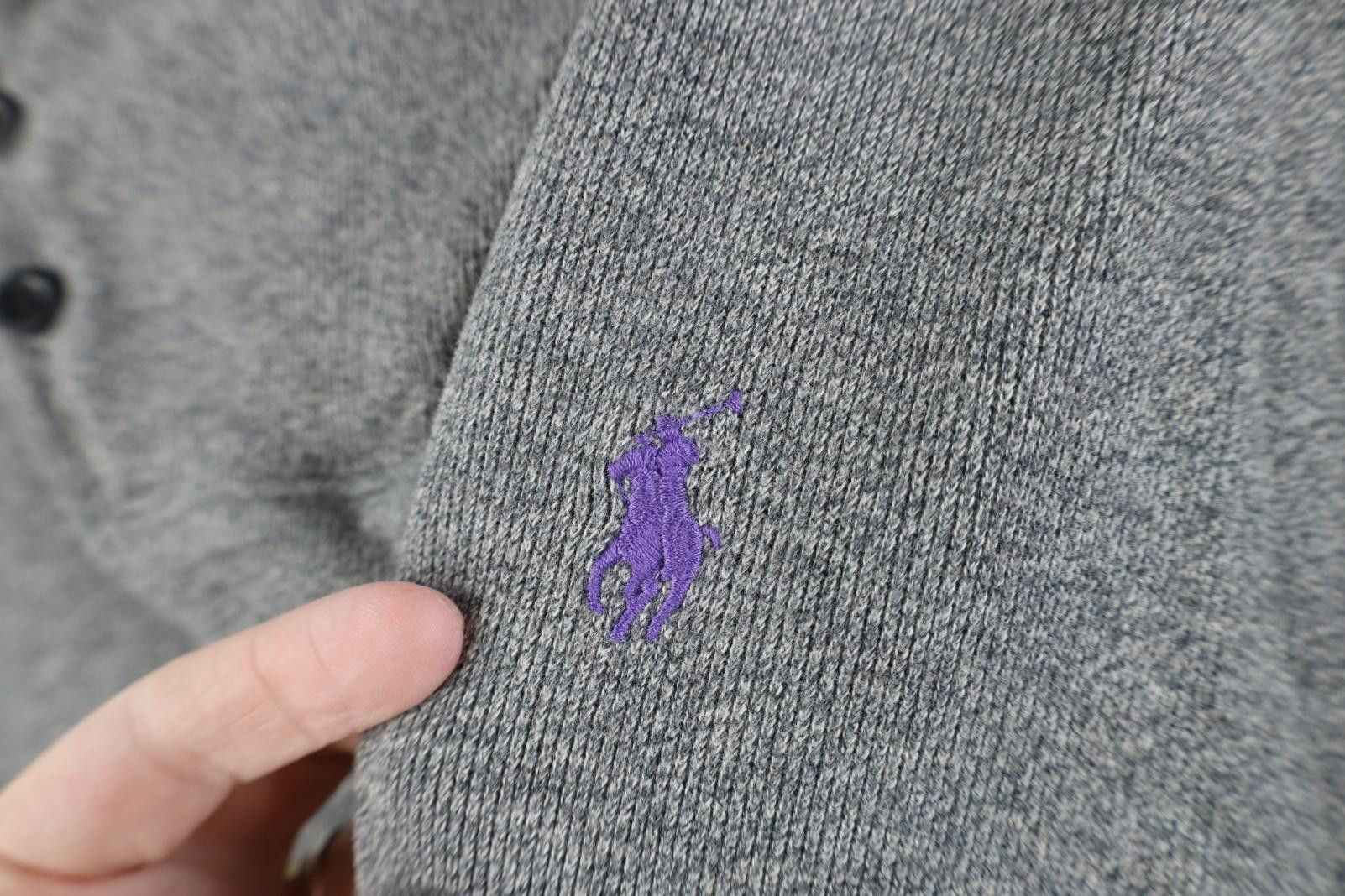 Polo Ralph Lauren Vintage 90s Ralph Lauren Cotton Knit Shawl Sweater Gray Size US M / EU 48-50 / 2 - 4 Thumbnail