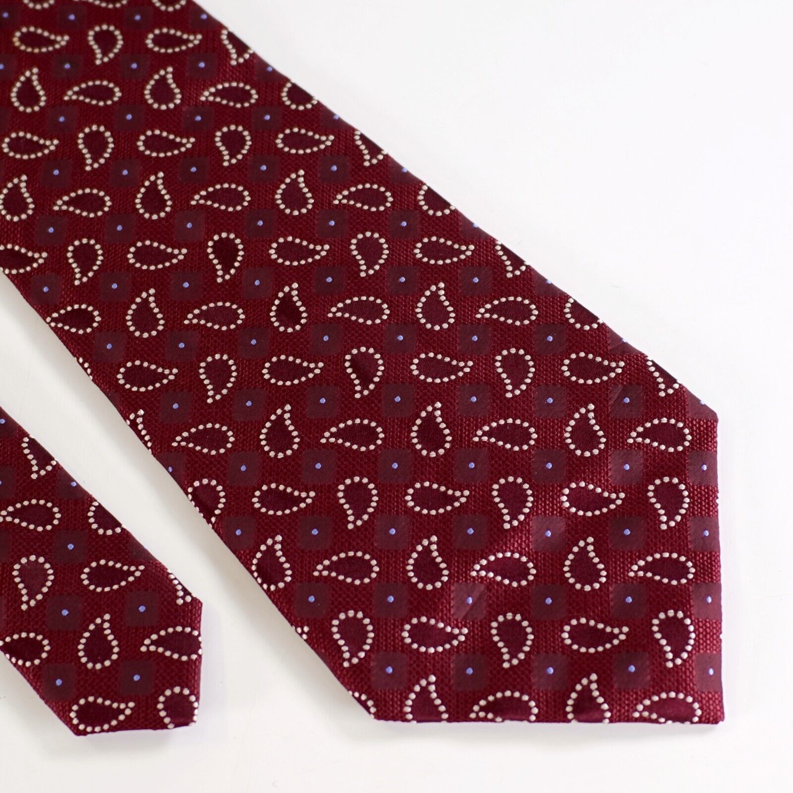 Tasso Elba Tasso Elba Maroon Red Paisley Geometric Woven Wide Silk Tie Size ONE SIZE - 1 Thumbnail