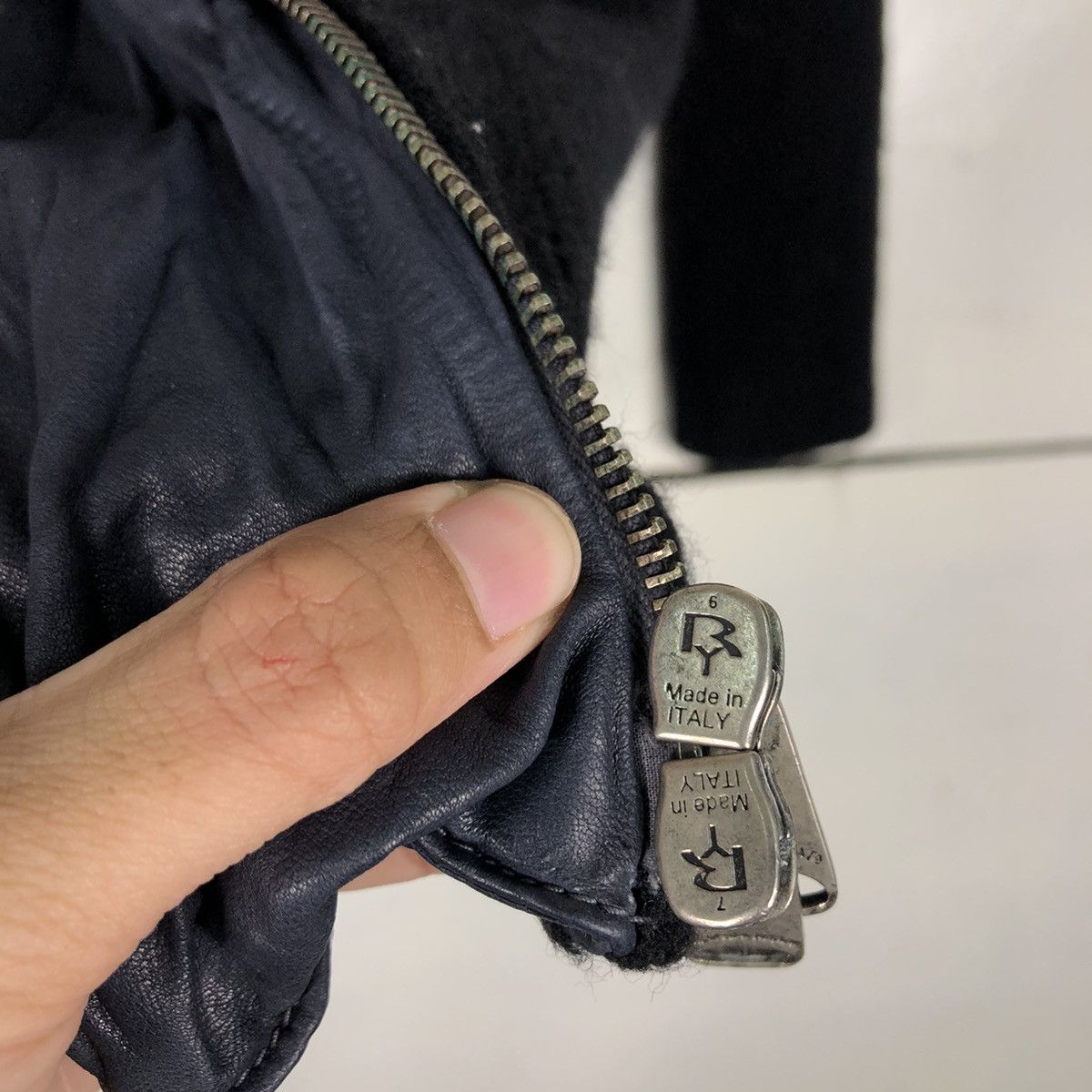 Giorgio Brato 🔥Vtg Cropped Leather Jacket Biker Wool Blanket Giorgi Brato Size US S / EU 44-46 / 1 - 15 Thumbnail