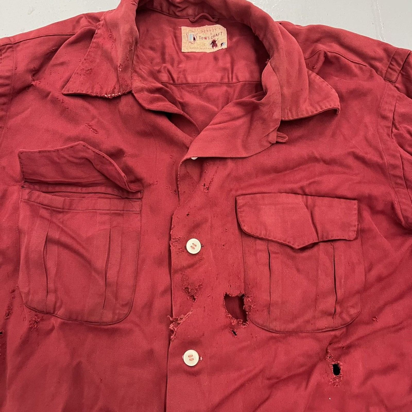 Other Vintage 50s Penney's Red Heavyweight Rayon Loop Collar Size US L / EU 52-54 / 3 - 2 Thumbnail