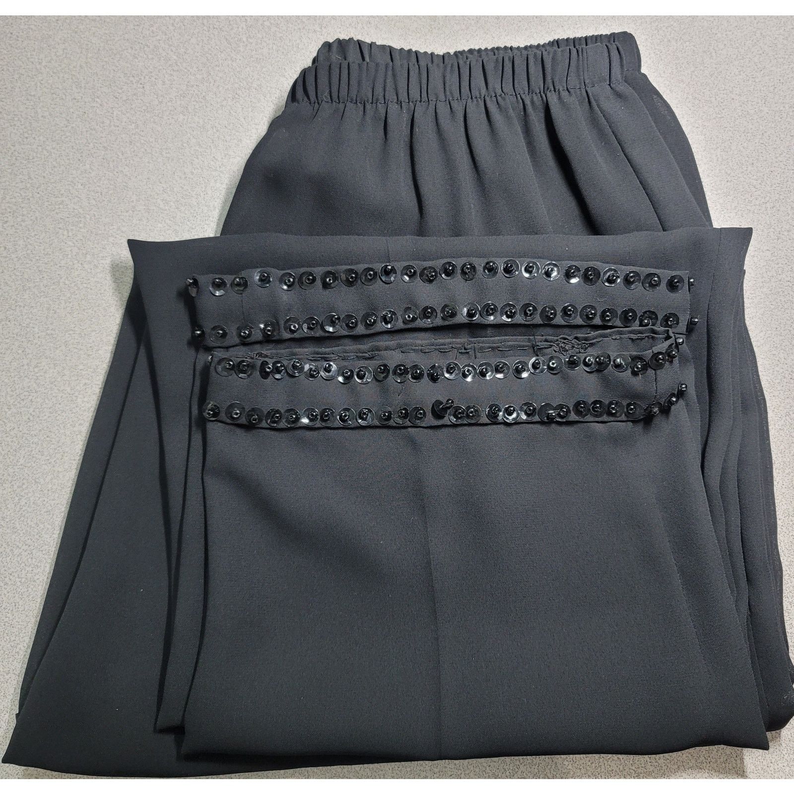 Other VTG Marmie West Black Sequin Hem Pleated Pants Medium Large Size 28" / US 6 / IT 42 - 5 Thumbnail