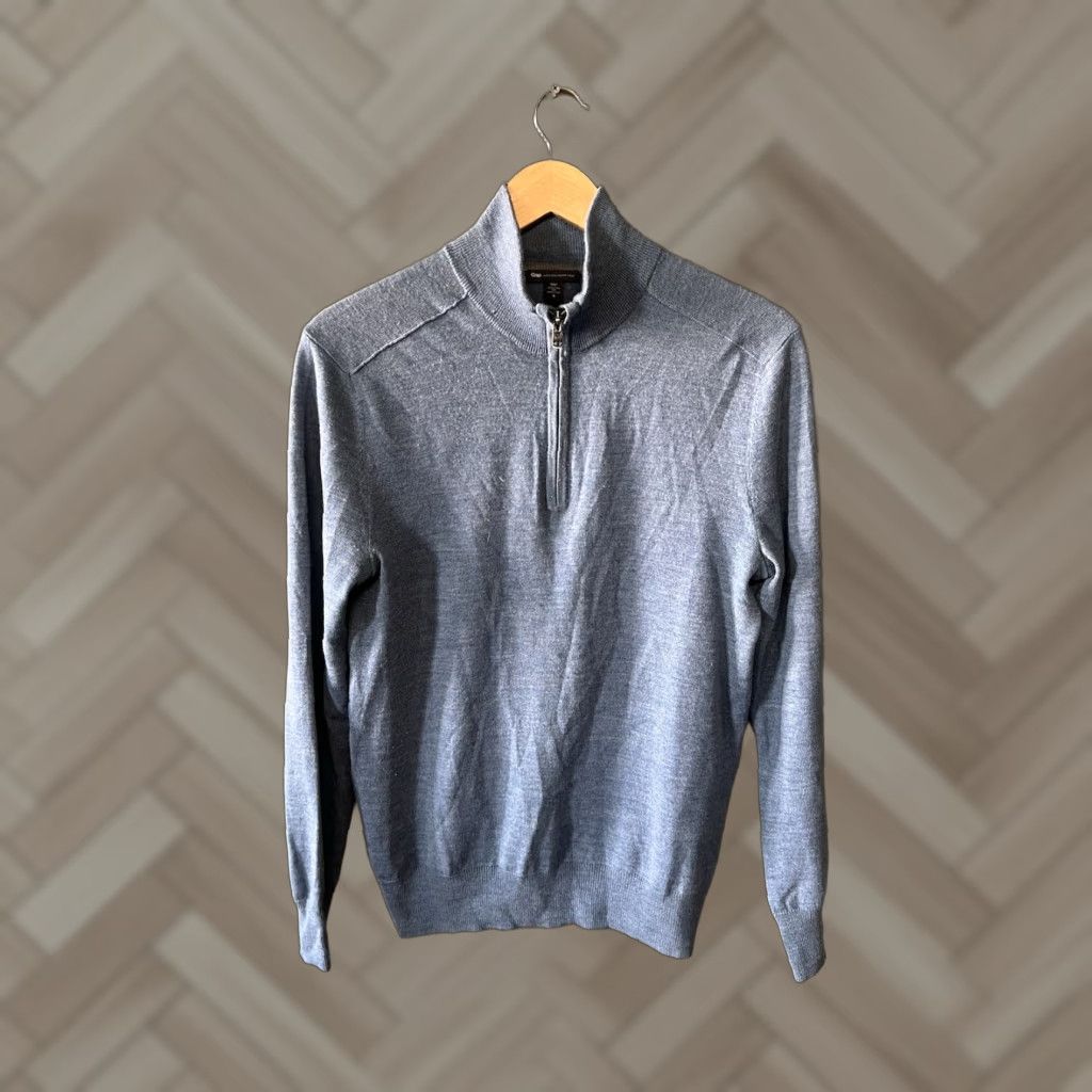 Gap Gap Sweater Mens S Blue Wool Pullover 1/4 Zip Mock Neck Zipper Solid All Seasons Long Sleeve Size US S / EU 44-46 / 1 - 1 Thumbnail