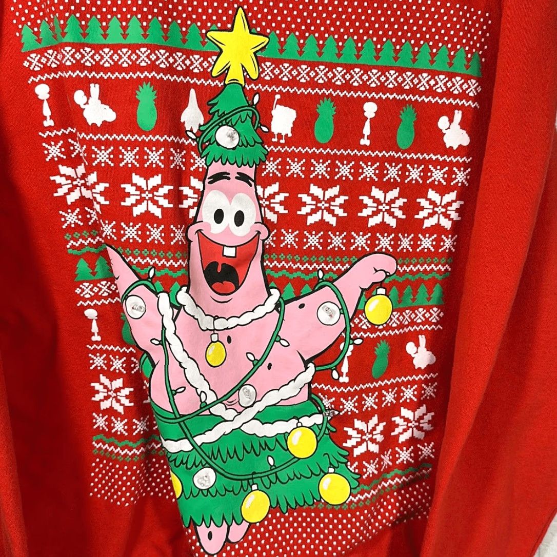 Nickelodeon VINTAGE Nickelodeon SpongeBob SquarePants Sweatshirt Mens L Red Christmas Pullover Christmas Ugly Sweater Shirt Size US L / EU 52-54 / 3 - 2 Thumbnail