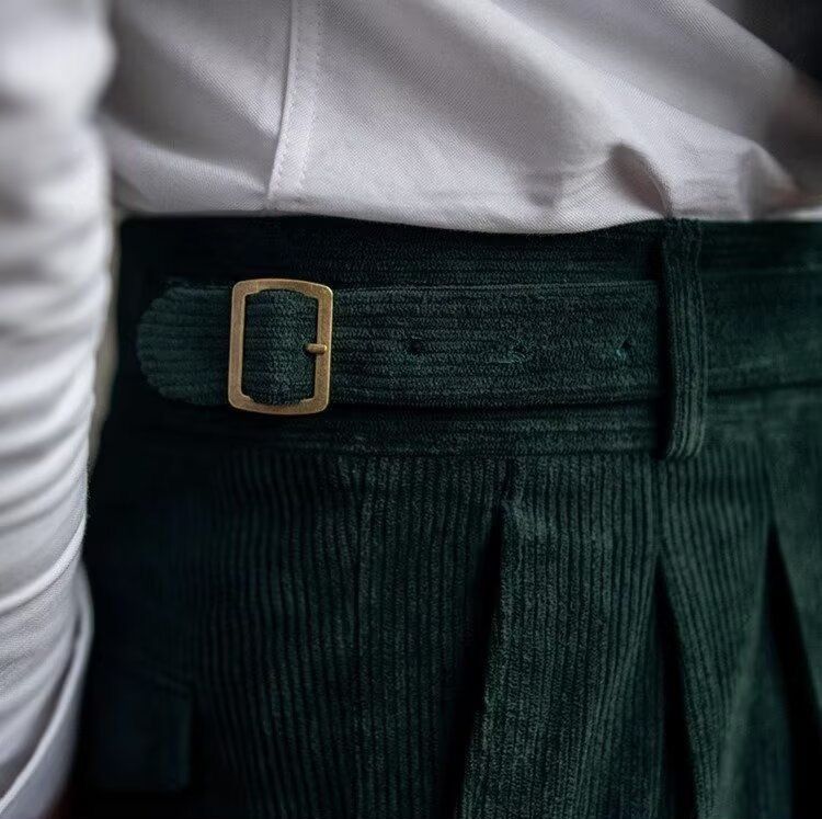 Japanese Brand Italian Style Green Corduroy Naples Suit Pants Size US 33 - 3 Thumbnail