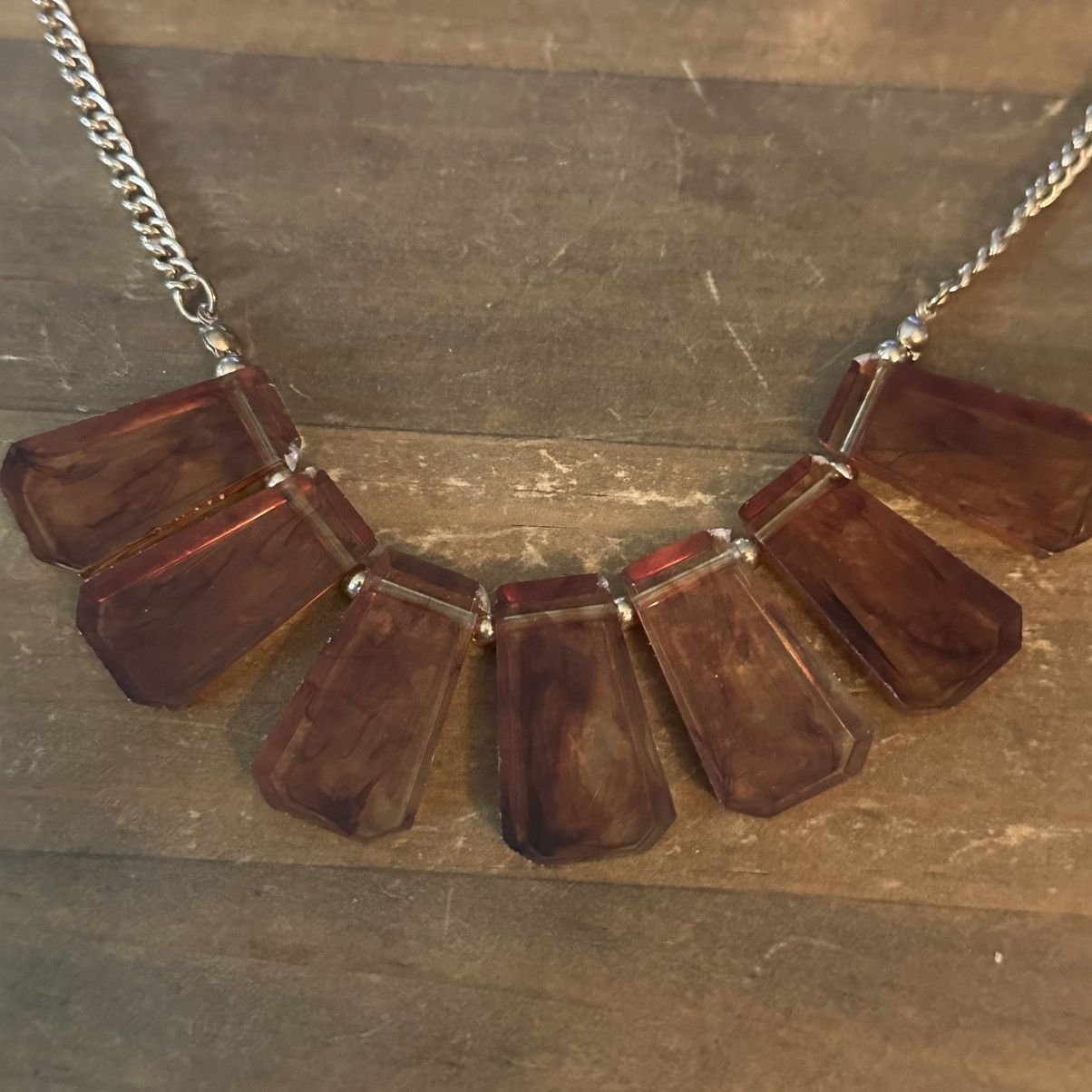 Other Marbled rectangle tile bib necklace Size ONE SIZE - 5 Thumbnail