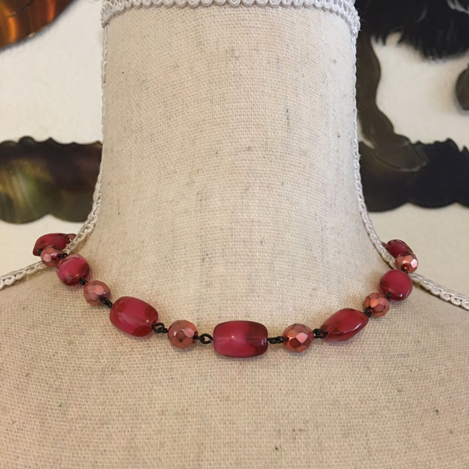 Vintage Vintage glass bead black chrome choker necklace Size ONE SIZE - 1 Thumbnail