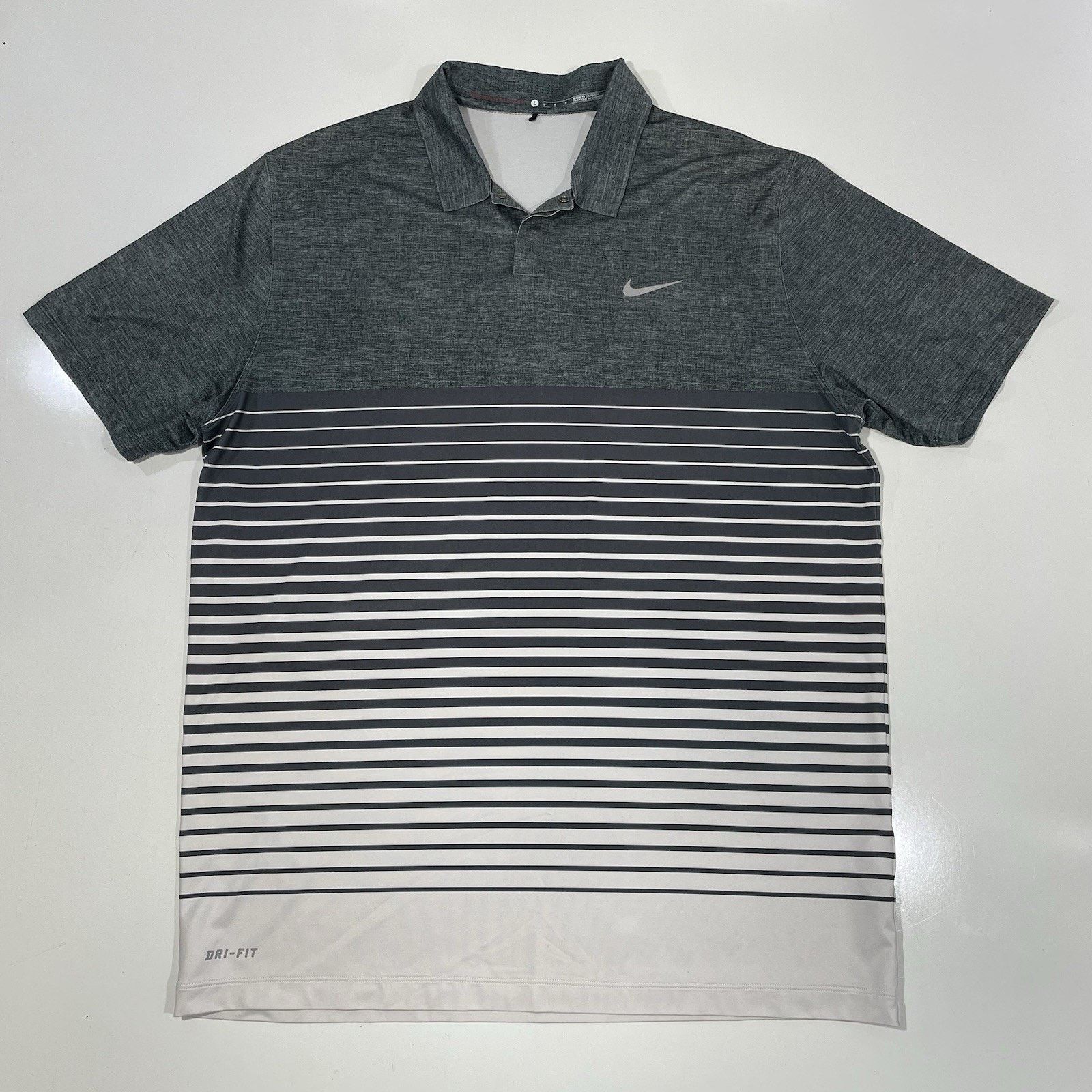 Nike Nike Tiger Woods Mens Golf Polo Shirt White Gray Striped L Size US L / EU 52-54 / 3 - 1 Thumbnail