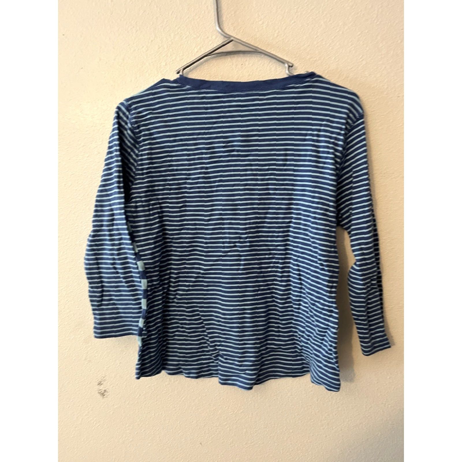 Chaps Chaps Shirt Womens Small Blue Striped 3/4 Sleeve Henley Cotton Size S / US 4 / IT 40 - 2 Thumbnail