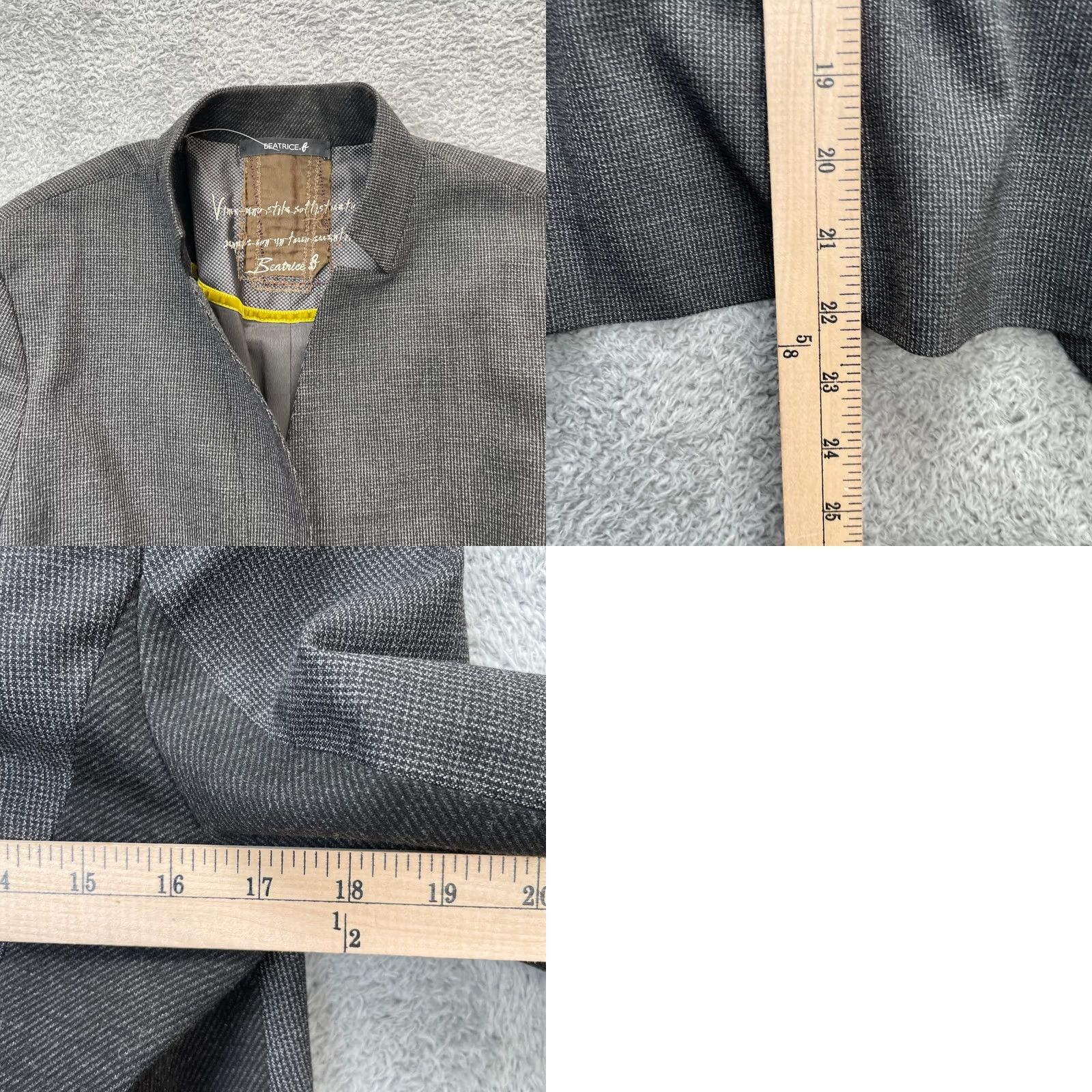 Vintage Beatrice B Jacket Blazer Gray Wool Blend Stretch Lined Formal Coat Womens Size 8 Size M / US 6-8 / IT 42-44 - 8 Thumbnail