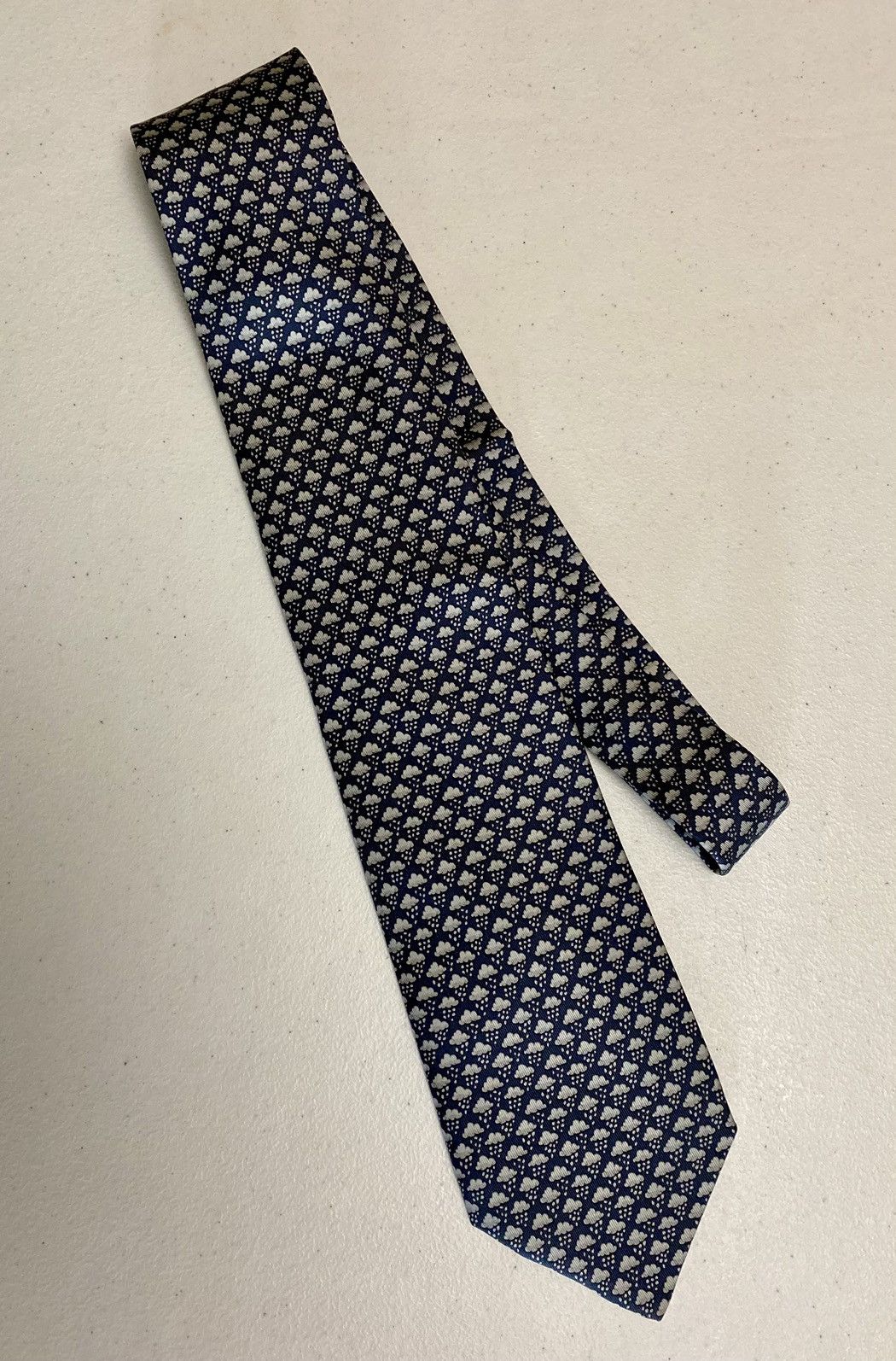 Hermes Hermès 🇫🇷 Blue Rainy Day Cover 5616 MA Vintage Print Tie NWT Size ONE SIZE - 12 Thumbnail