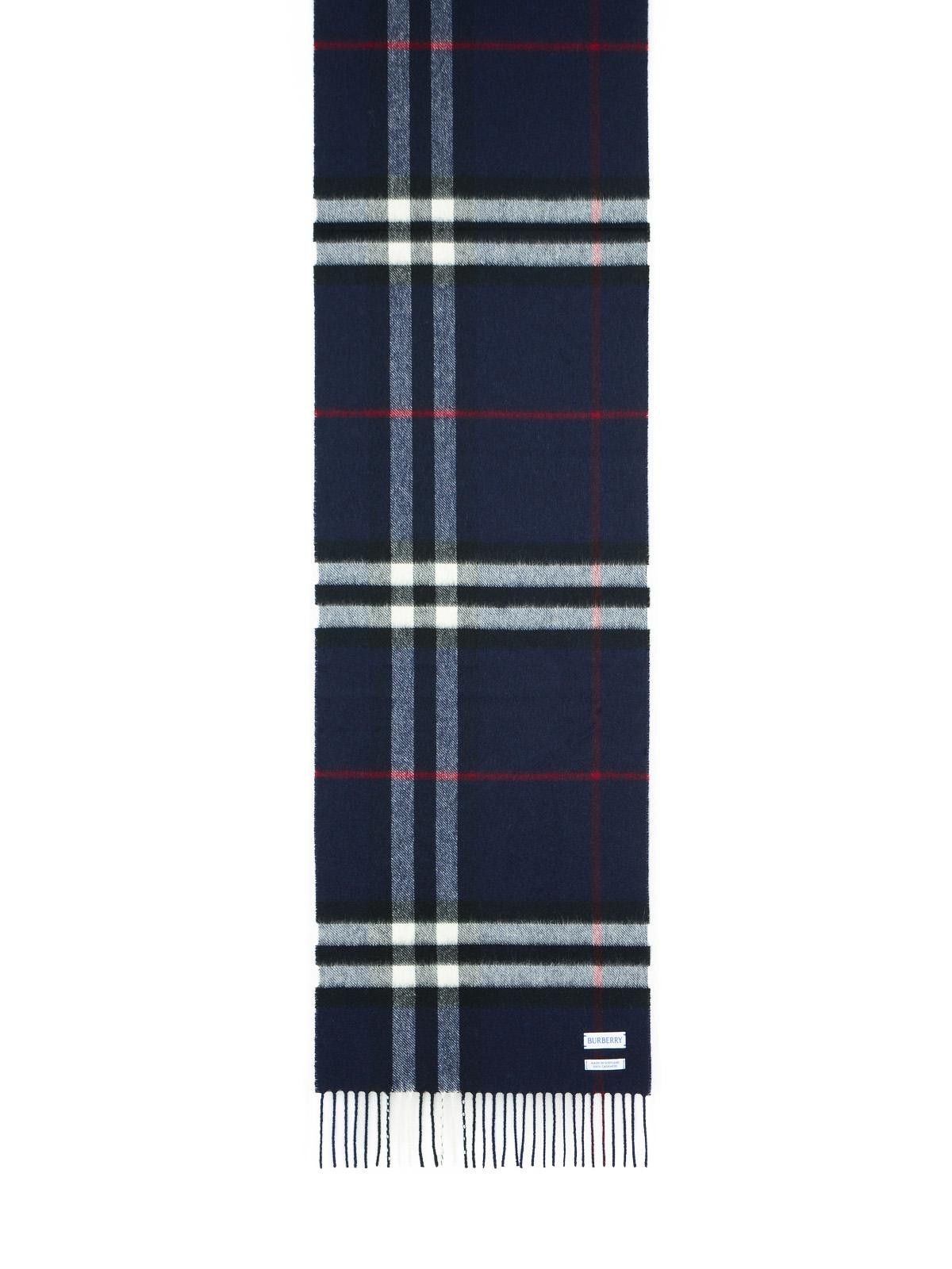 Burberry BURBERRY 'Mu Giant Check' Navy Cashmere Scarf Size ONE SIZE - 1 Thumbnail