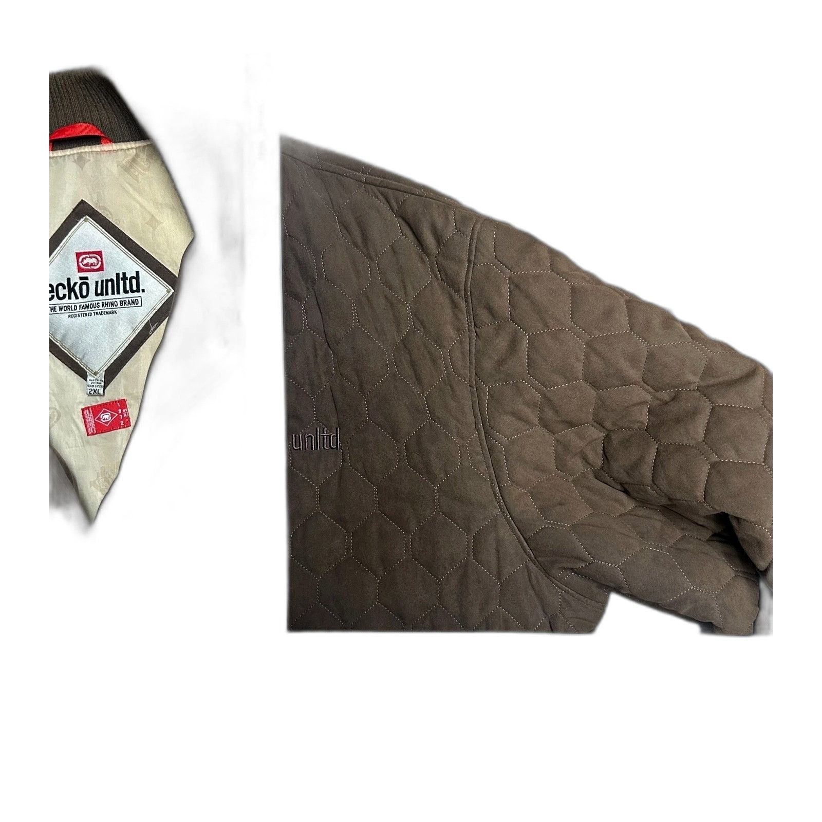 Ecko Unltd. Ecko Unltd Bomber Jacket Mens 2XL Suede Quilted Full Zip Bro Size US XXL / EU 58 / 5 - 2 Thumbnail