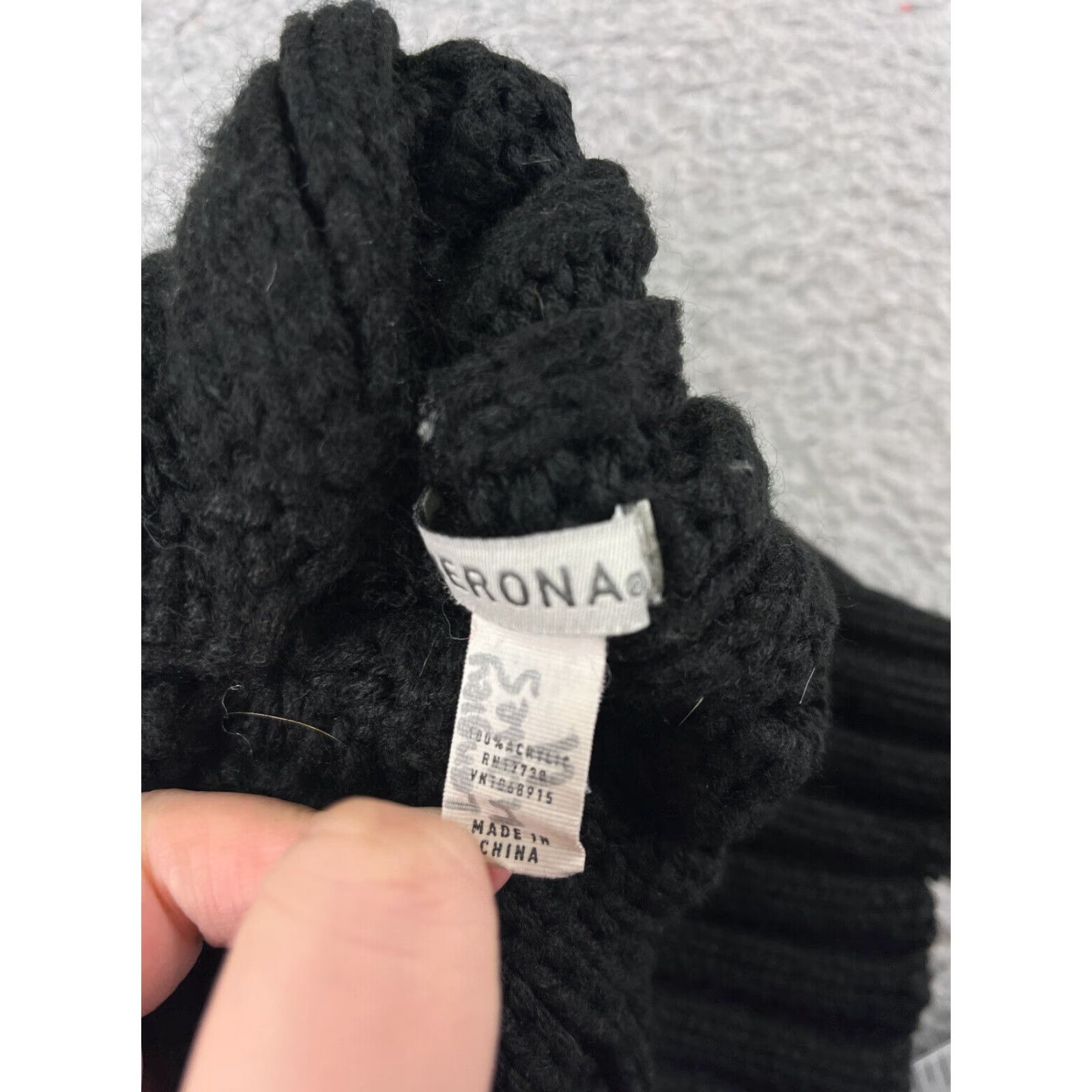 Merona Merona Beanie Womens One Size Black Cable Knit 100% Acrylic Snow Ski Pom Size ONE SIZE - 6 Thumbnail