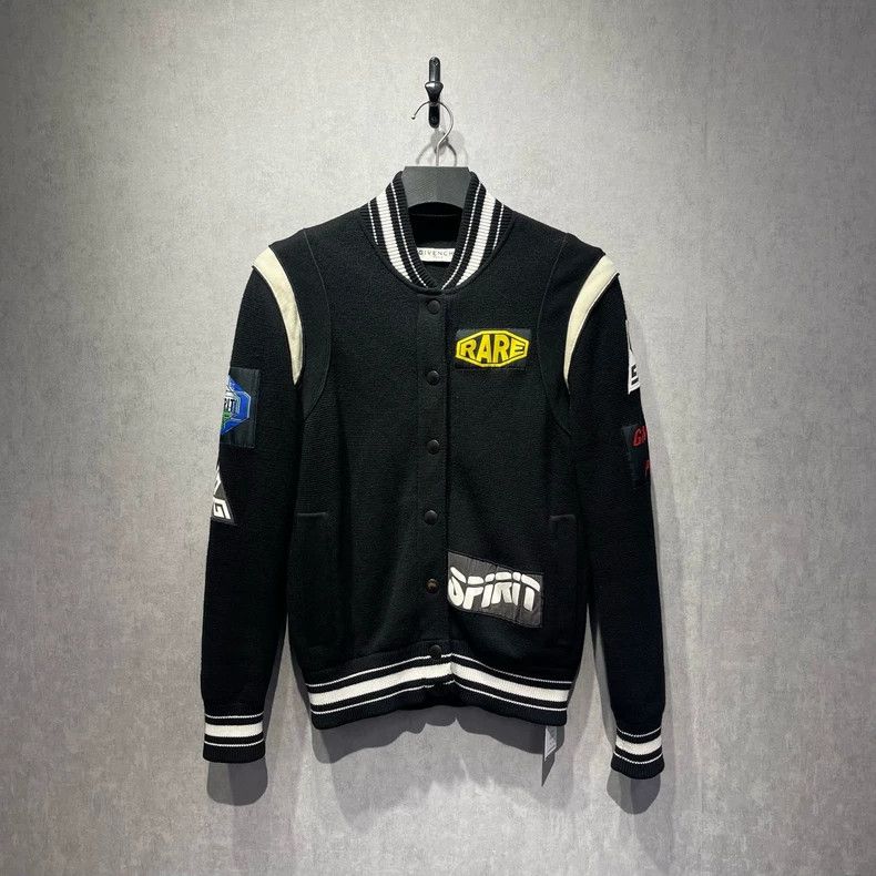 Givenchy Givenchy Patchwork applique knit baseball jacket, black bo Size US S / EU 44-46 / 1 - 1 Thumbnail
