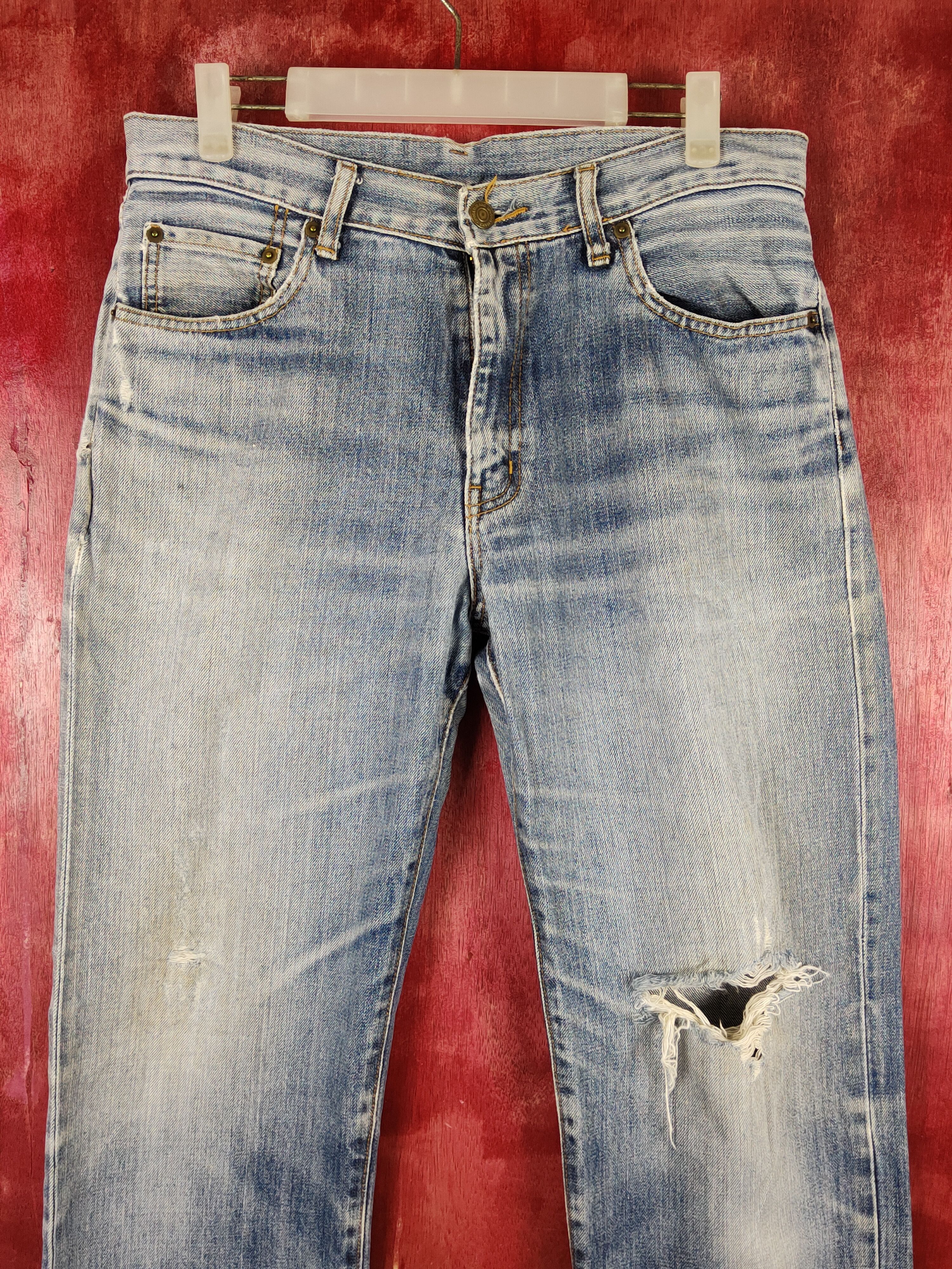 Japanese Brand Uniqlo Blue Distressed Ripped Jeans #S2194 Size US 32 / EU 48 - 2 Thumbnail