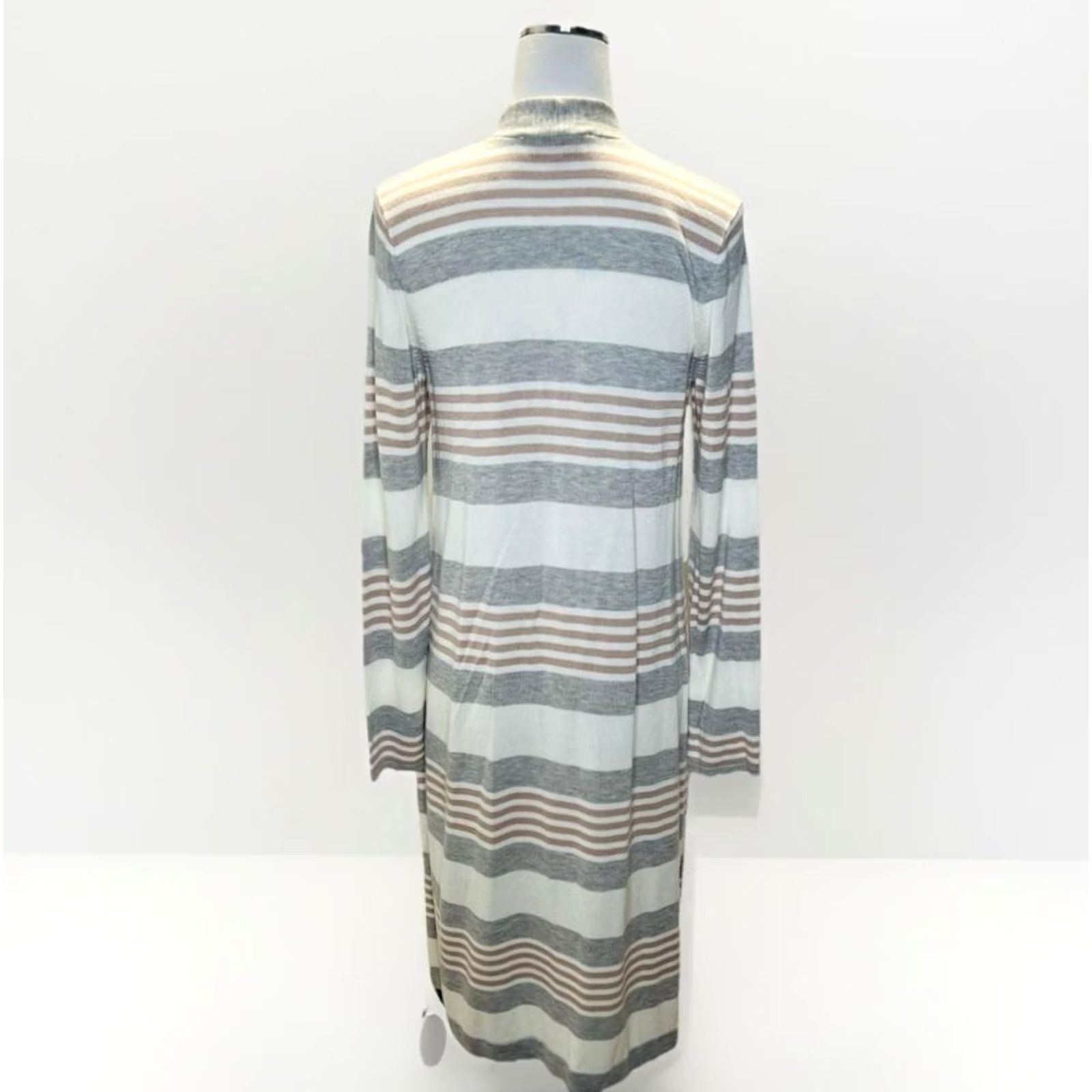 Vintage Laurie Felt Cardigan Womens M Striped Long Open Knit Sweater Cashmere blend Size M / US 6-8 / IT 42-44 - 3 Thumbnail