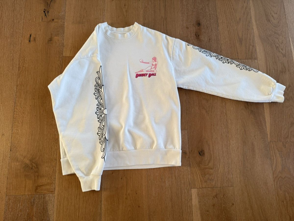 Chrome Hearts x Deadly Doll Cry on Me Crewneck Sweatshirt White Pink Mult Size US M / EU 48-50 / 2 - 2 Thumbnail
