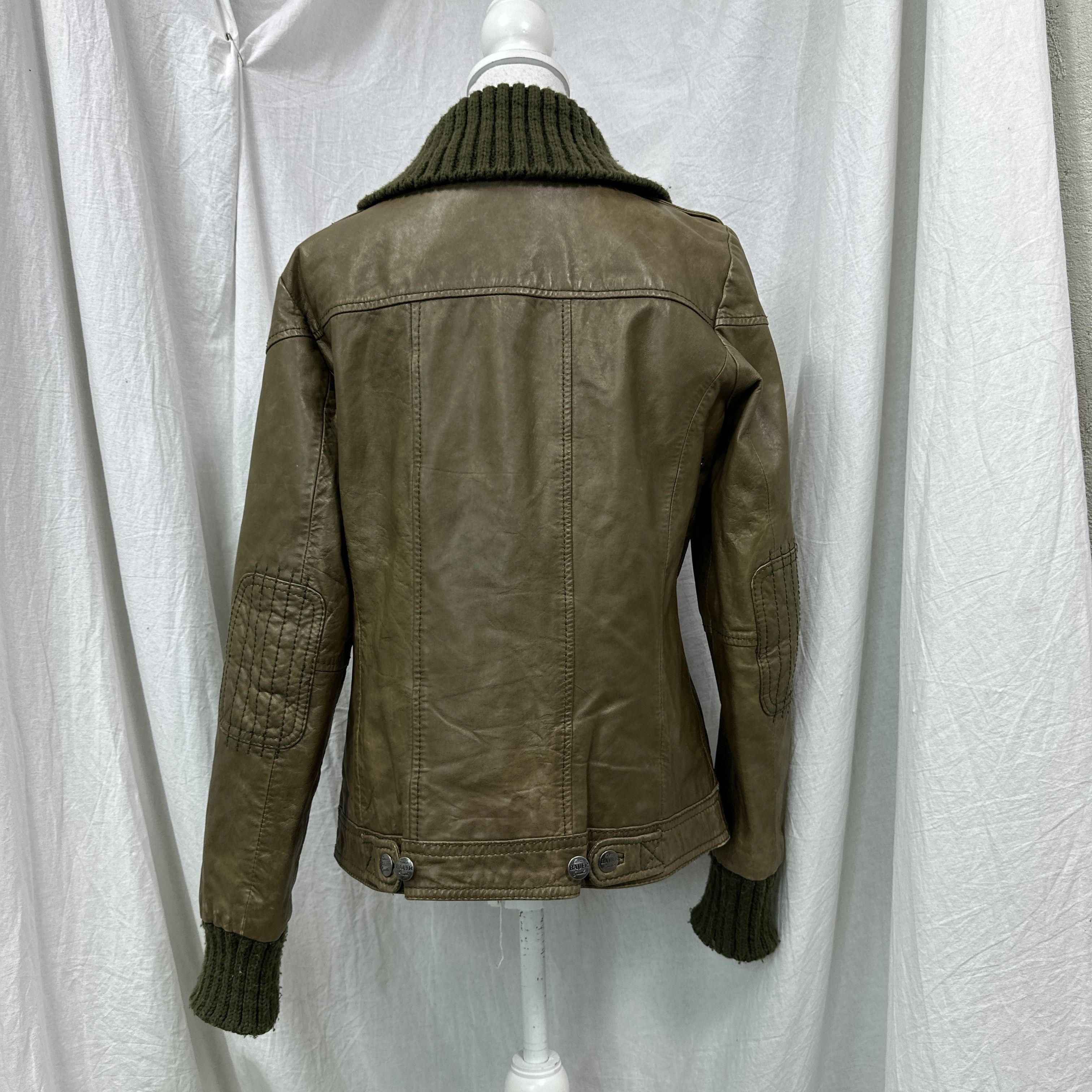 Vintage Vintage Leather Biker Moto Olive Green Jacket Y2K Size US M / EU 48-50 / 2 - 9 Thumbnail