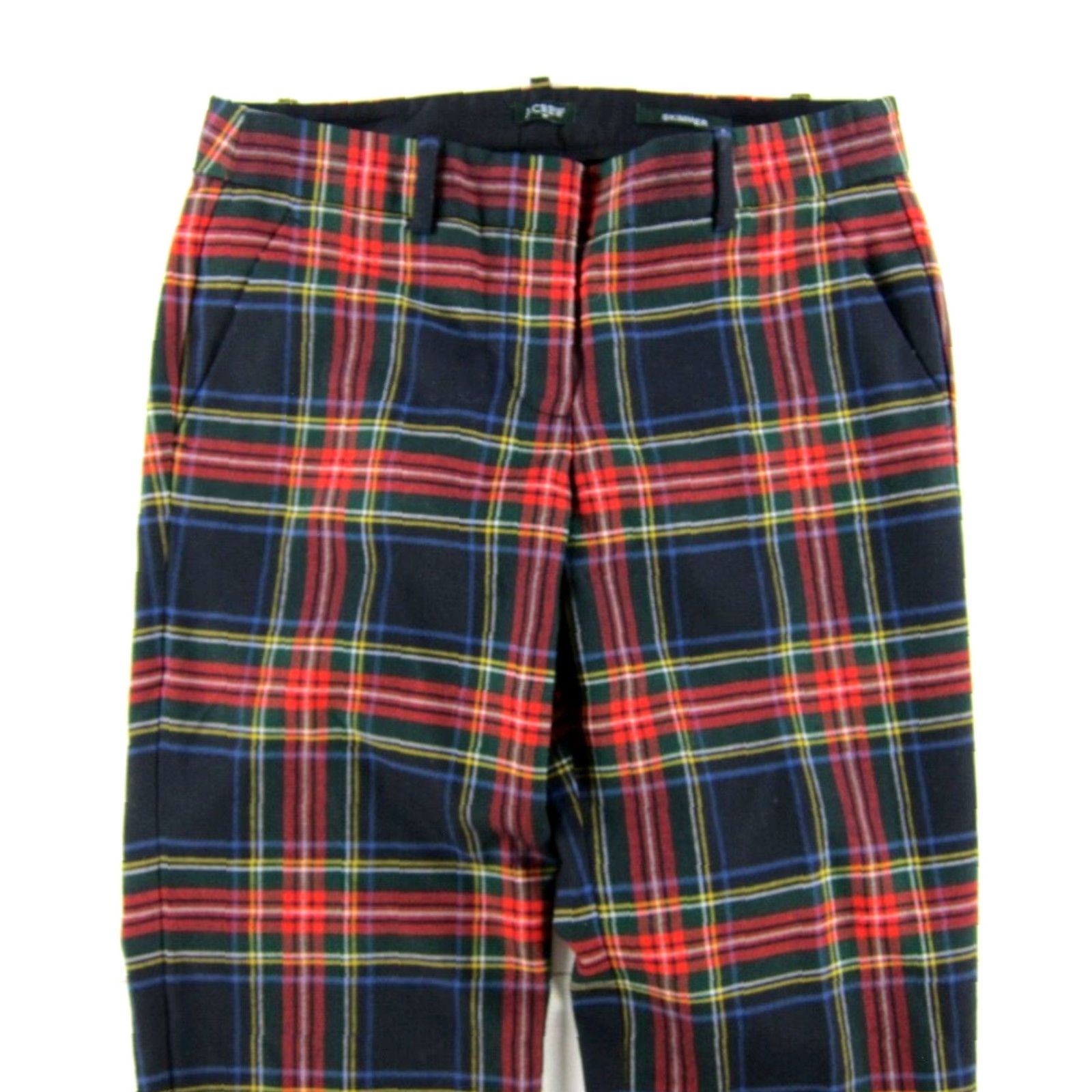 J.Crew J.Crew Wool Plaid Skimmer Pant 2 City Fit Red Yellow Green Blue Casual Pant Womens Size 26" / US 2 / IT 38 - 4 Thumbnail