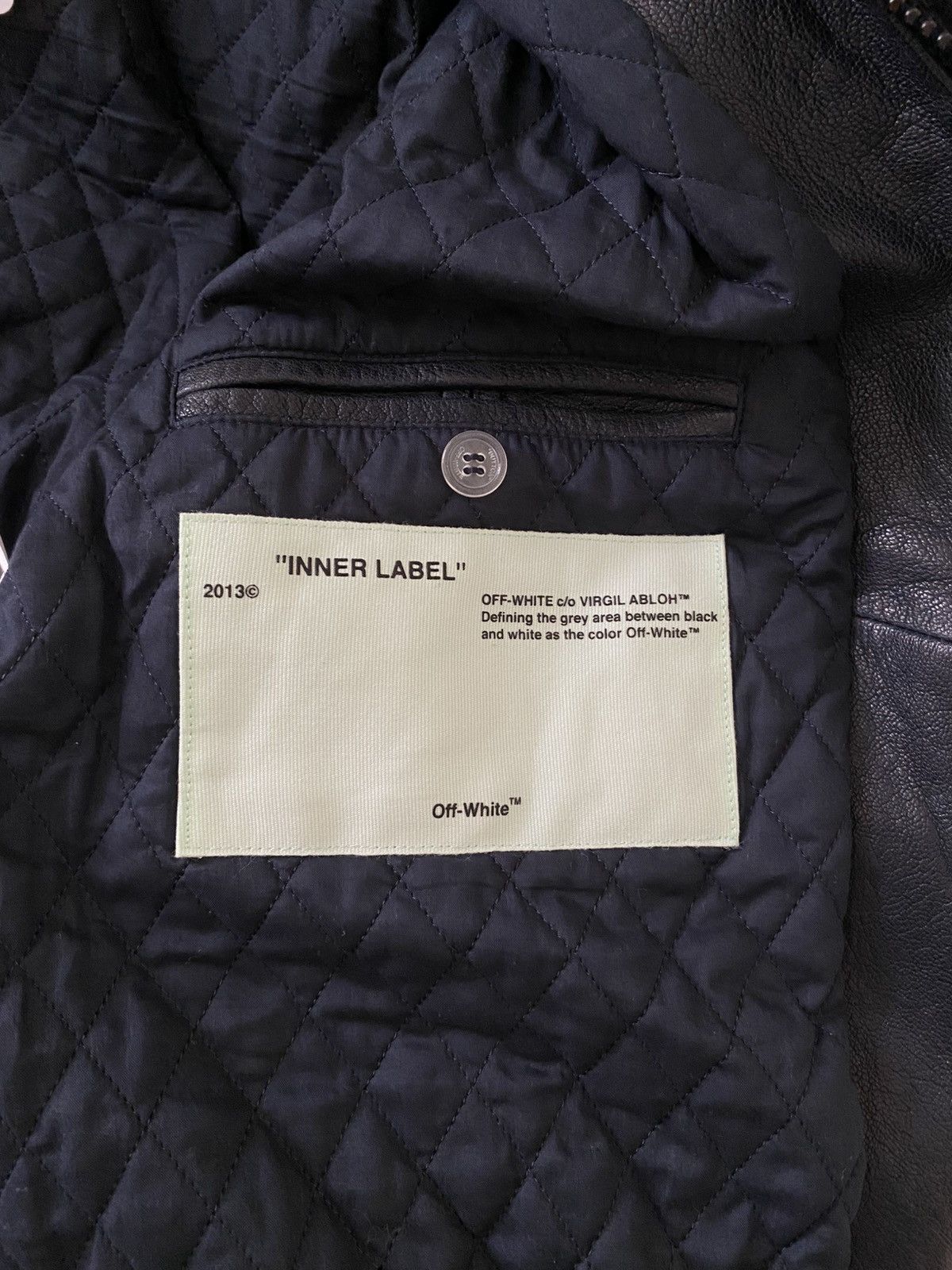 Off-White Off-White Aviator Bomber Leather Jacket Navy XL Size US XL / EU 56 / 4 - 10 Thumbnail