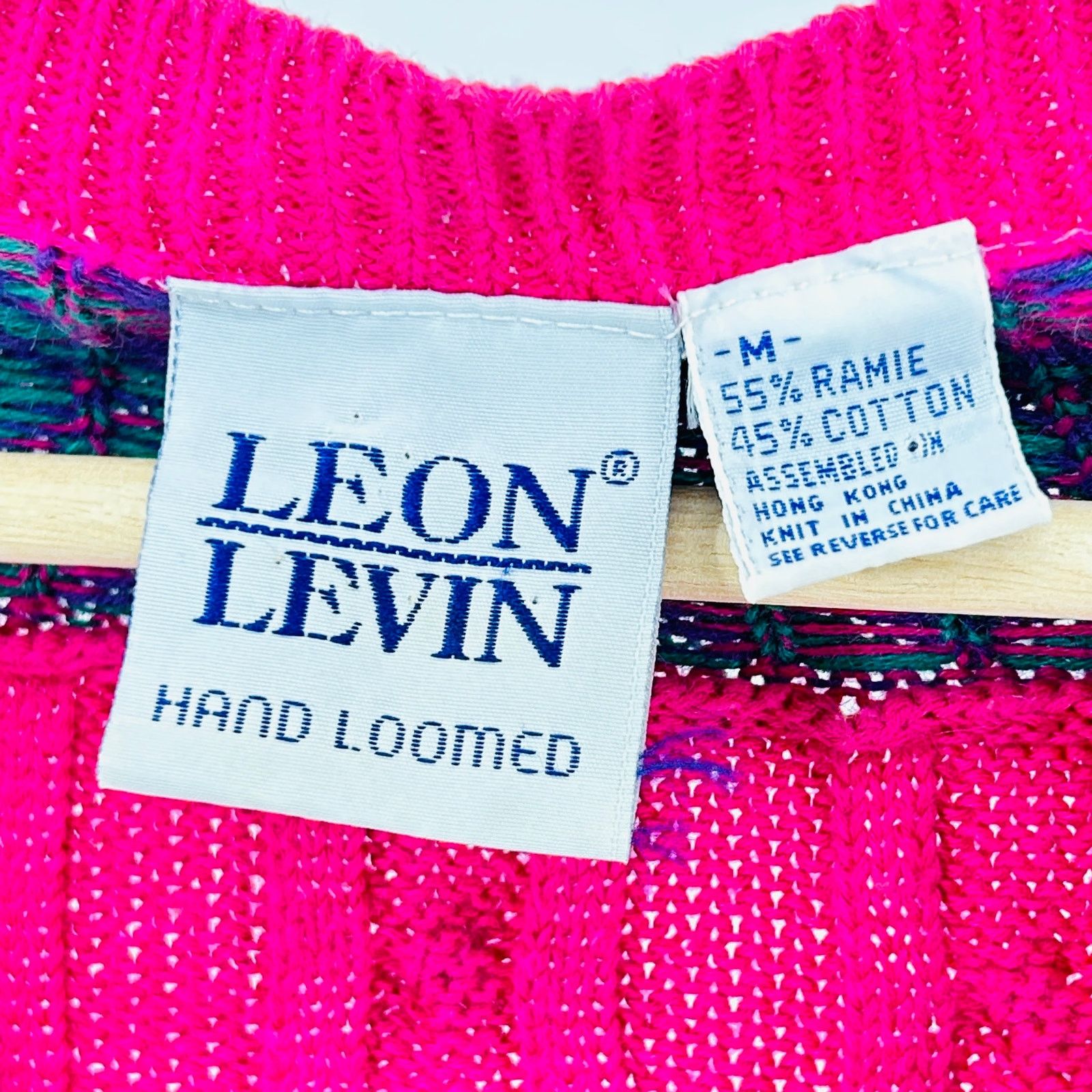 Vintage 80s Leon Levin Fuchsia Ramie Cotton Cable Knit Sweater Size M / US 6-8 / IT 42-44 - 4 Thumbnail