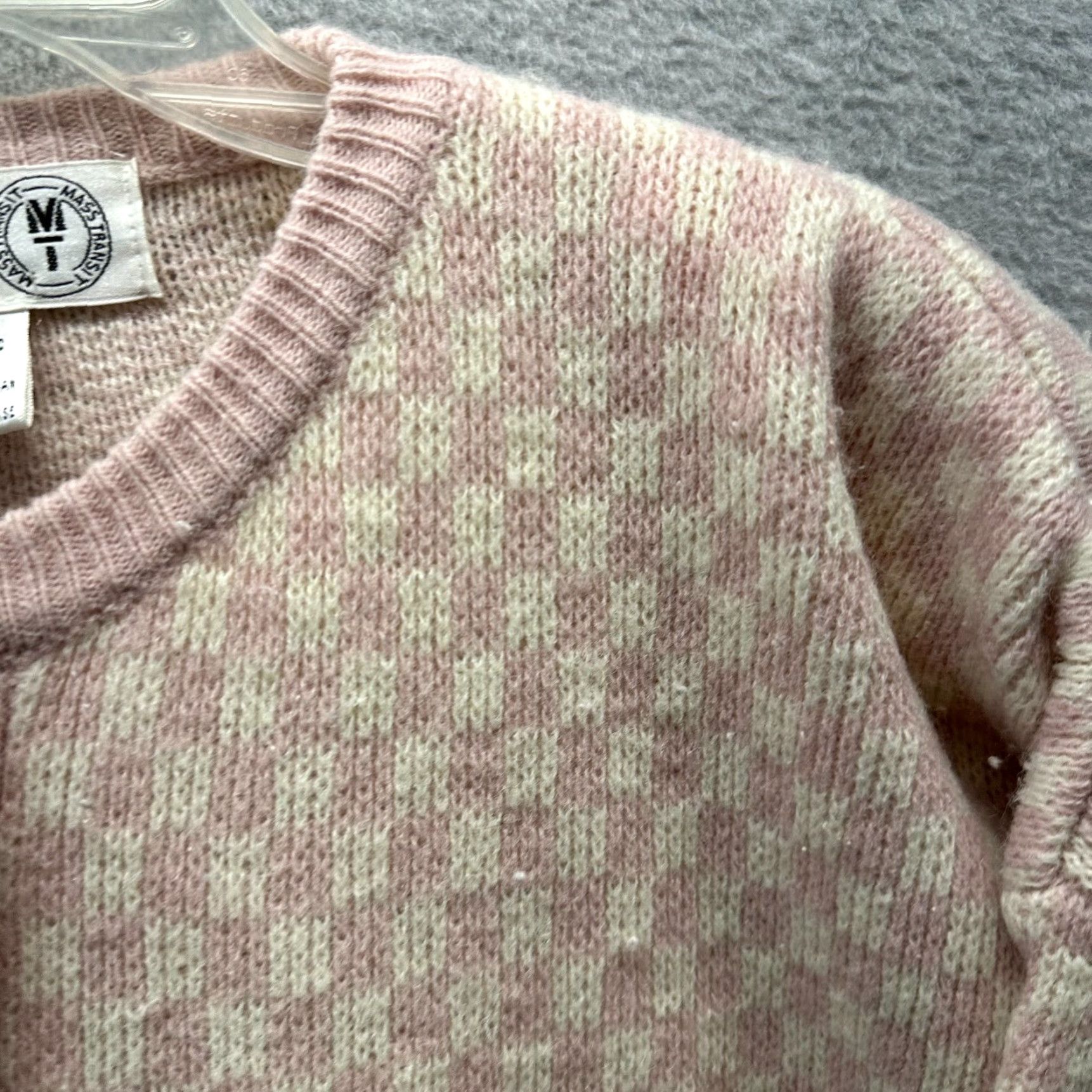 Pinko VINTAGE Mass Transit Cardigan Womens Medium Pink Wool Acrylic Checker Sweater Size M / US 6-8 / IT 42-44 - 3 Thumbnail