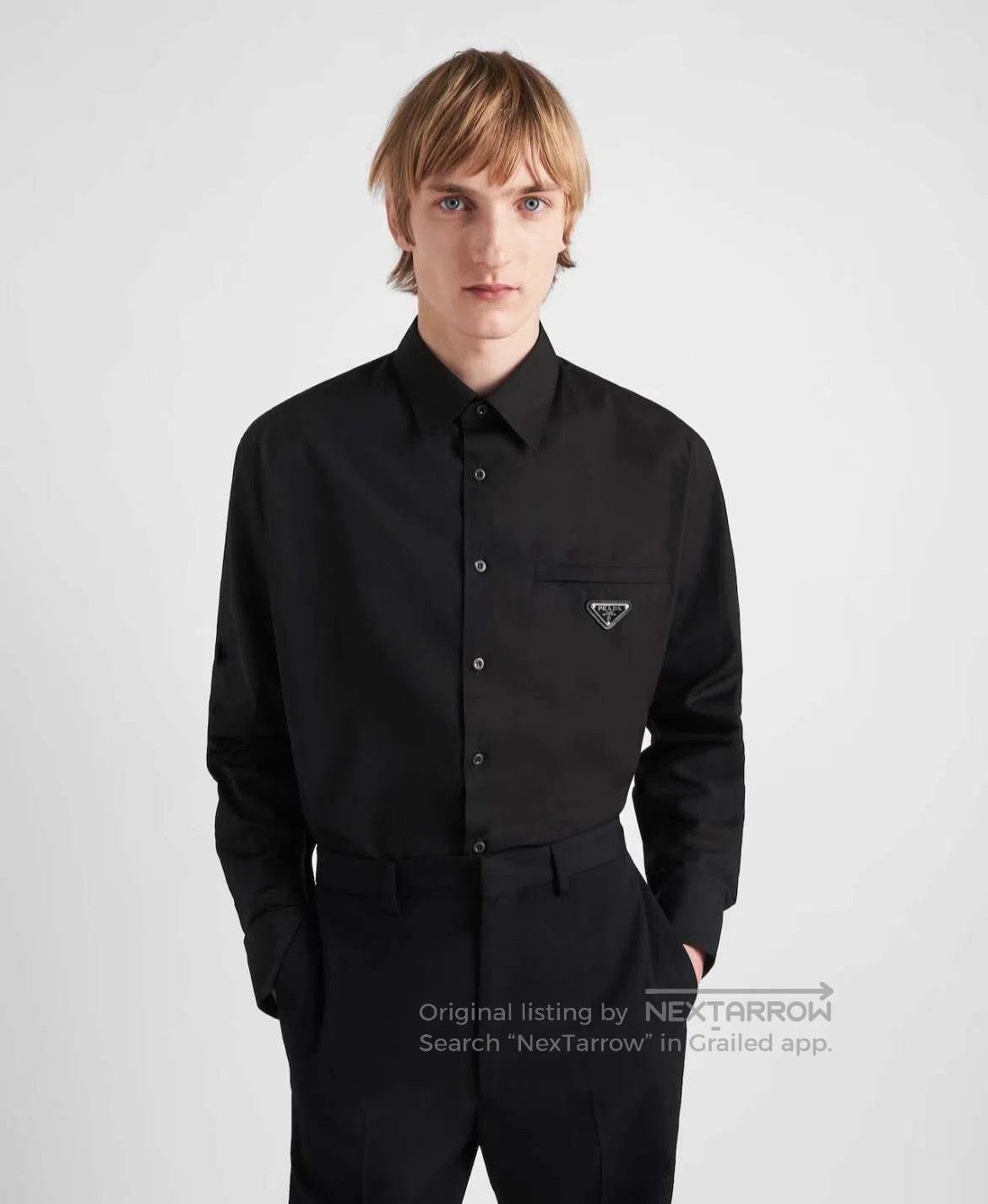 Prada Prada Triangle Logo Functional Pocket Long Sleeve Shirt Size US XL / EU 56 / 4 - 6 Thumbnail