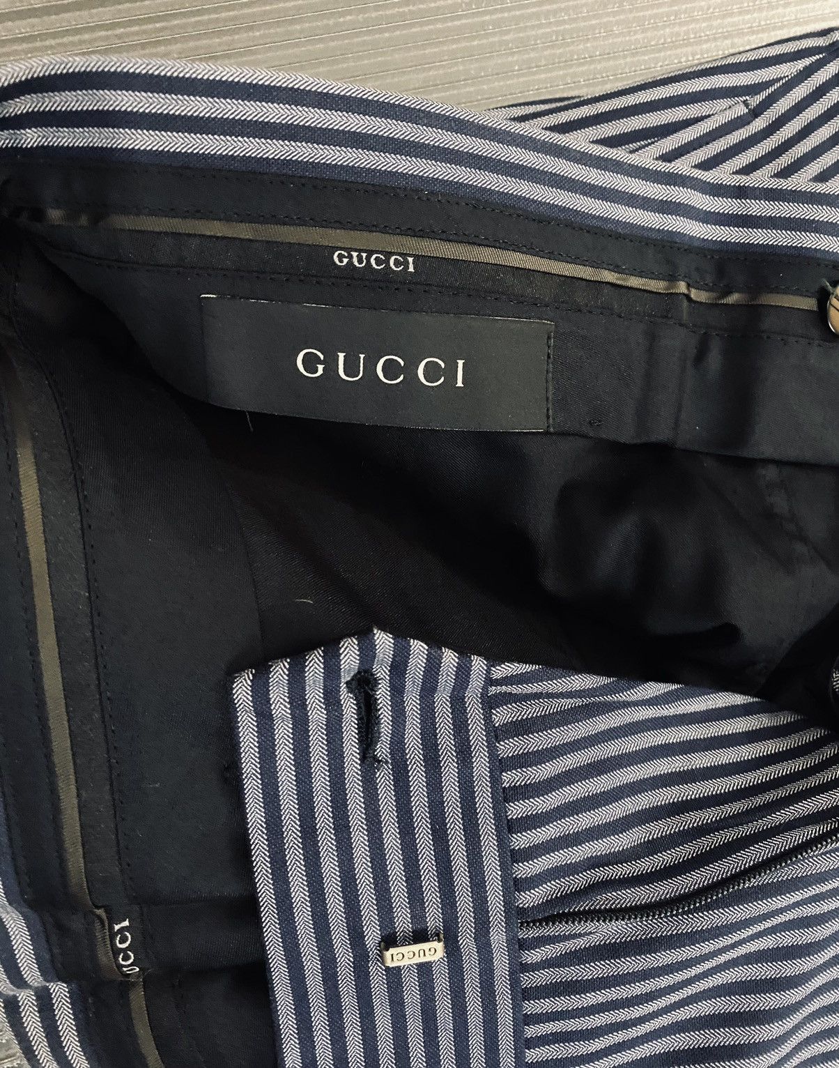 Gucci Gucci 🇮🇹 Blue Chevron Vertigo Striped Pants 52 NW Size US 36 / EU 52 - 2 Thumbnail