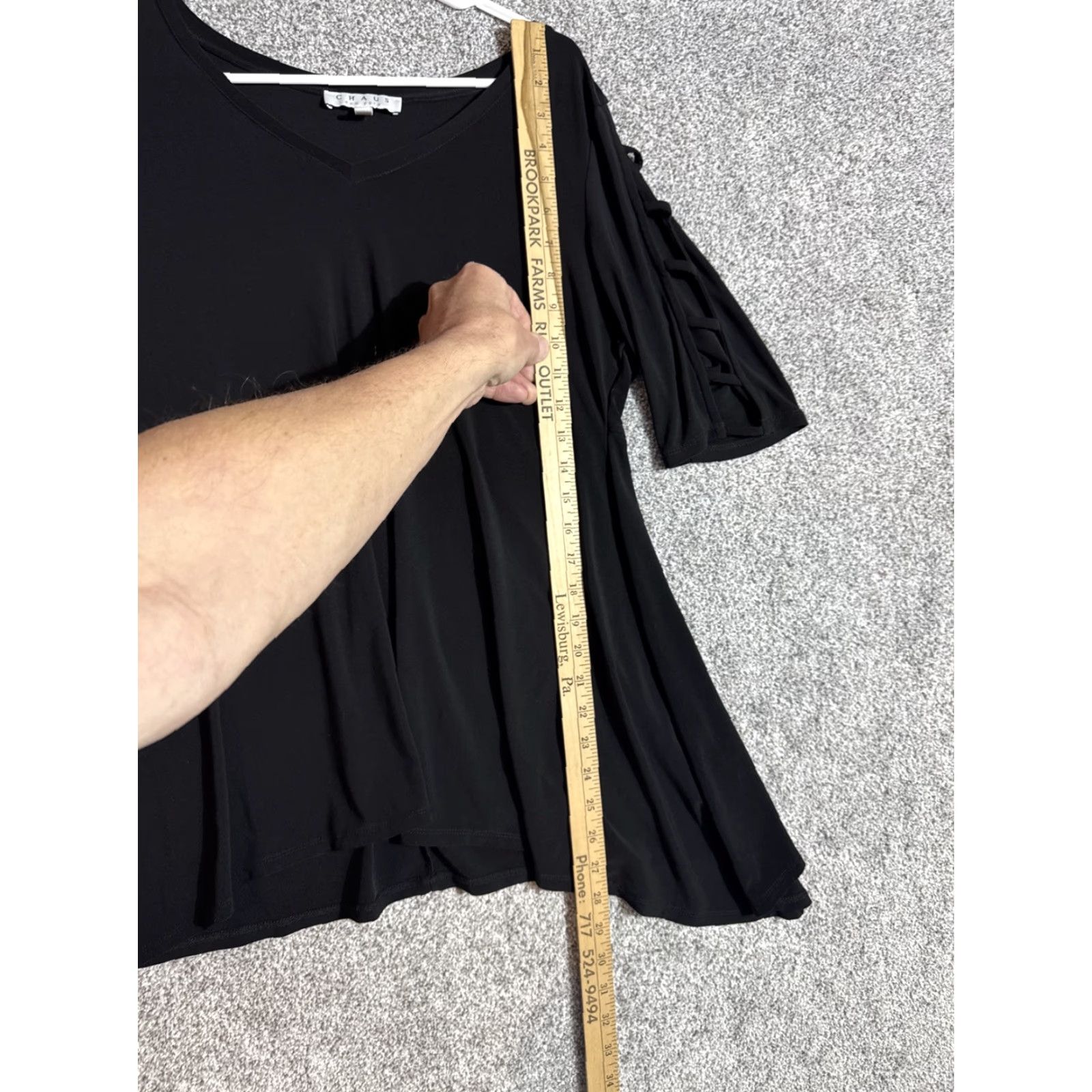 Vintage Chaus Tunic Top Blouse Womens Large L Black Short Sleeve Scoop Neck Pullover Casual, Travel All Seasons Easy Care Stretch Size L / US 10 / IT 46 - 3 Thumbnail