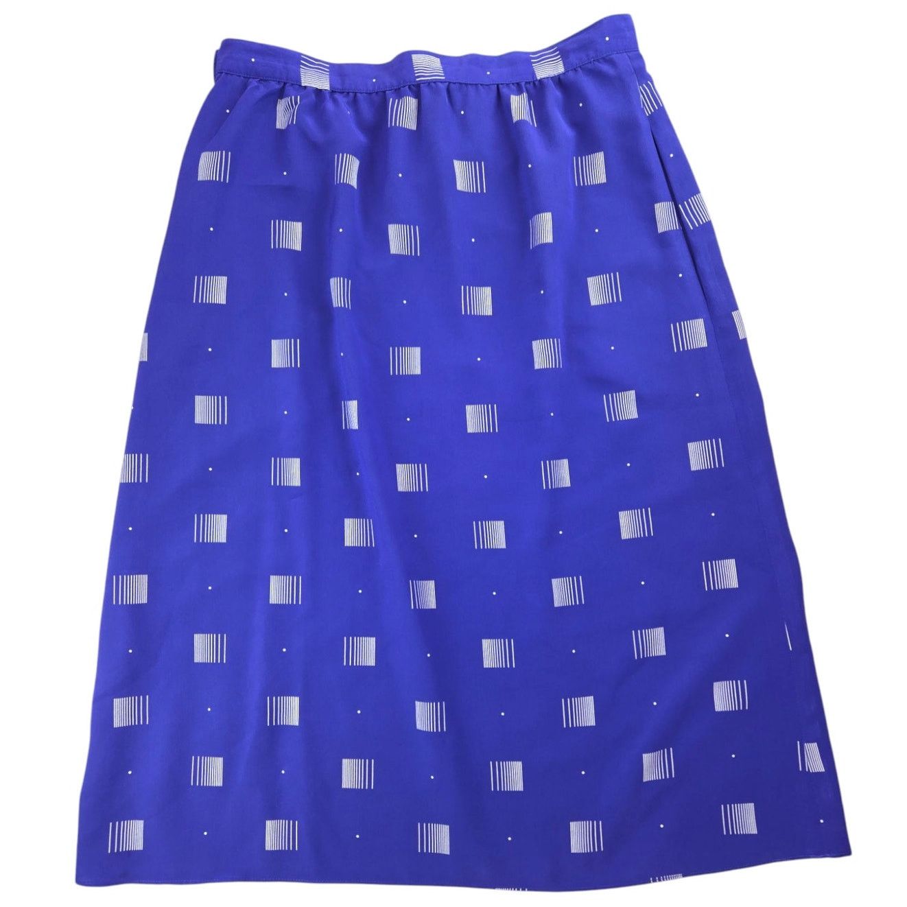 Other Sasson | Vintage A-Line Blue & White Graphic Skirt | 12/13 Size 29" - 1 Thumbnail