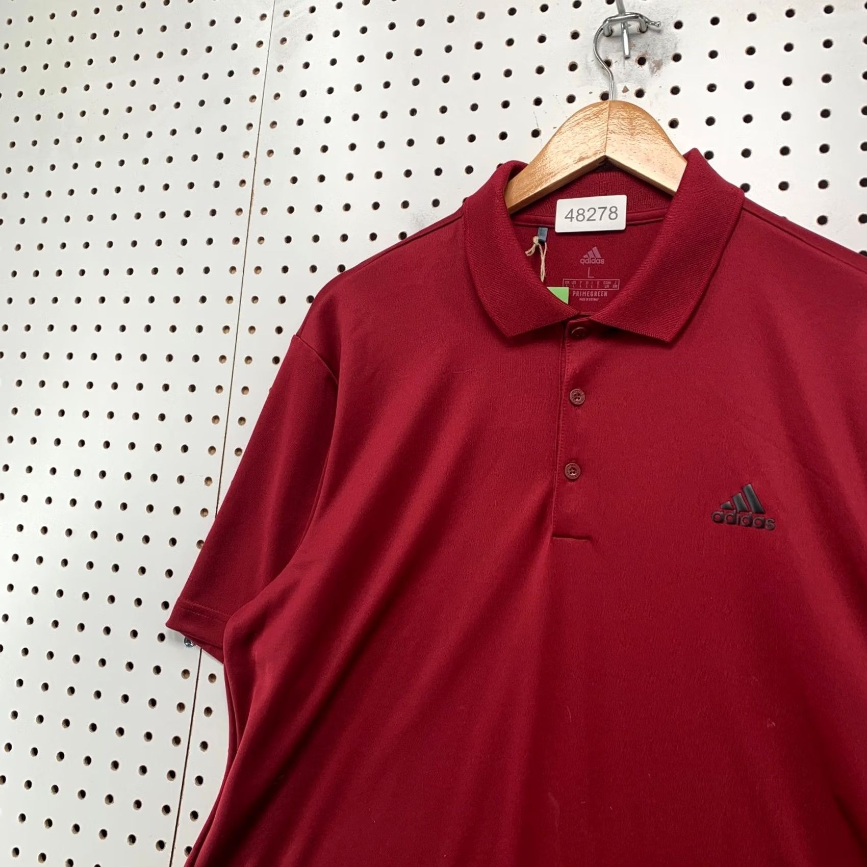 Adidas ADIDAS Polo Shirt Mens Large Red Primegreen Short Sleeve Button Up Polo Mens Red Primegreen Shirt Size US L / EU 52-54 / 3 - 4 Thumbnail