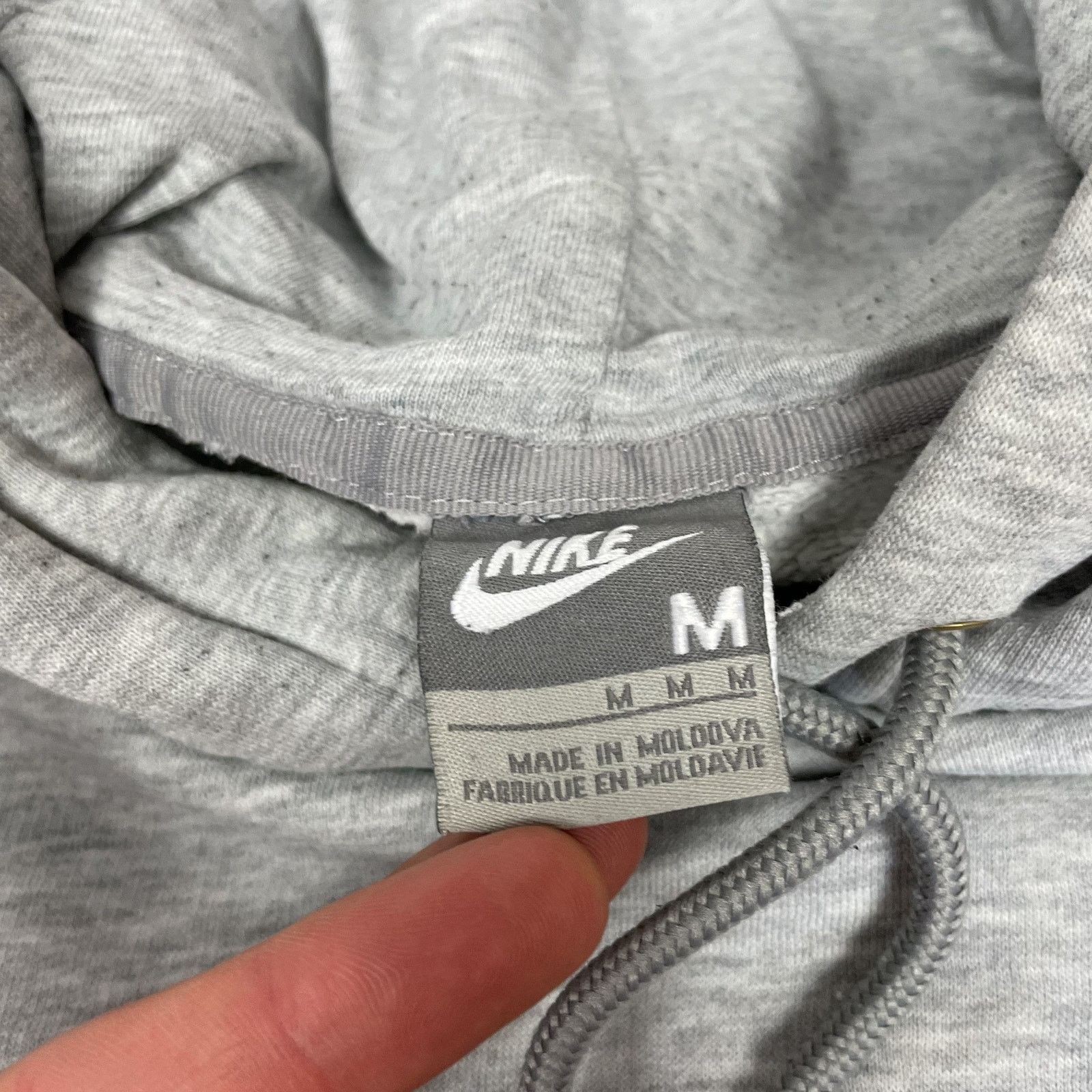 Nike × Vintage Nike Men's Heather Gray Cotton Spellout Fleece Hoodie Medium Size US M / EU 48-50 / 2 - 7 Thumbnail