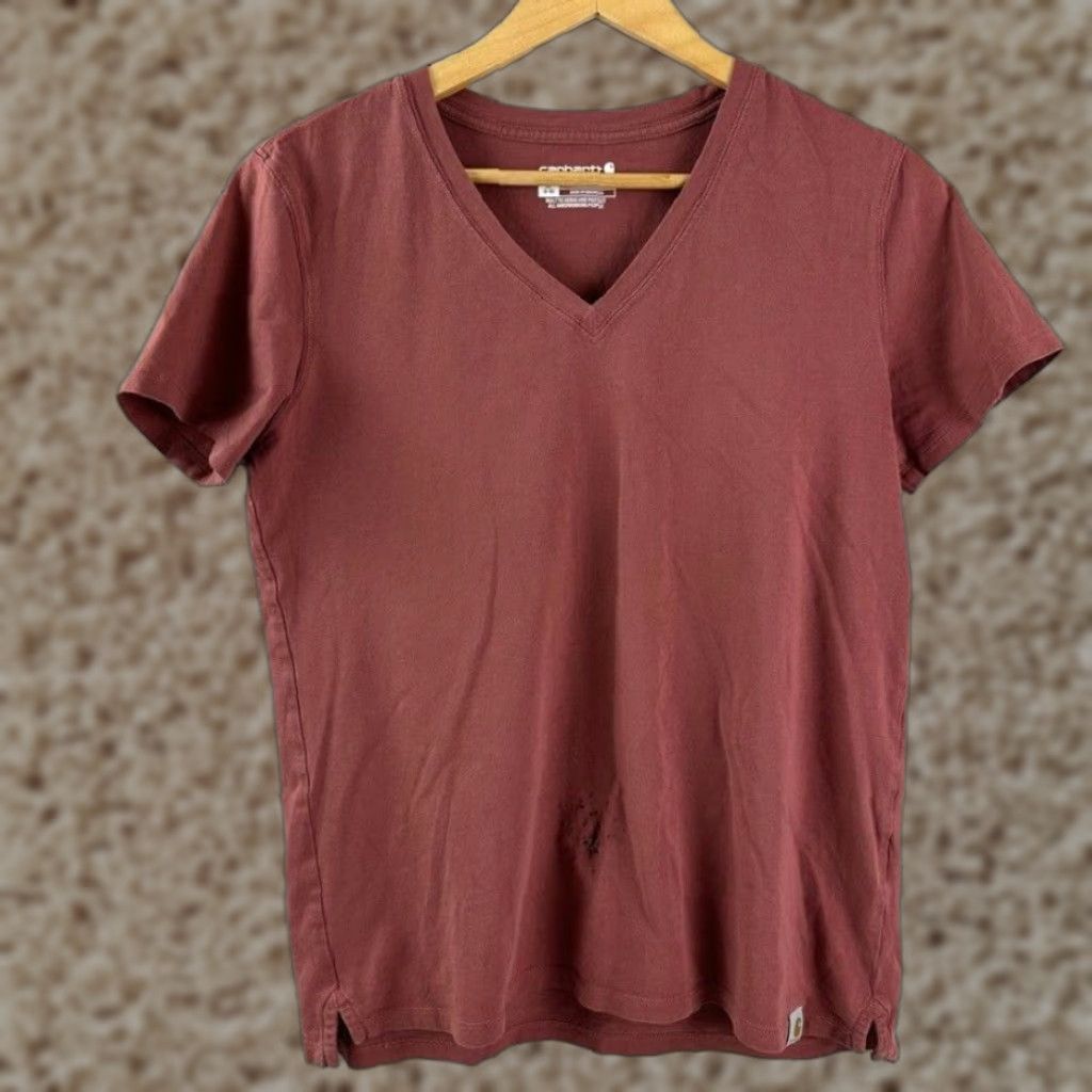 Carhartt Carhartt V-Neck T-Shirt Women Medium (8-10) Red Short Sleeve Casual Workwear Size M / US 6-8 / IT 42-44 - 1 Thumbnail