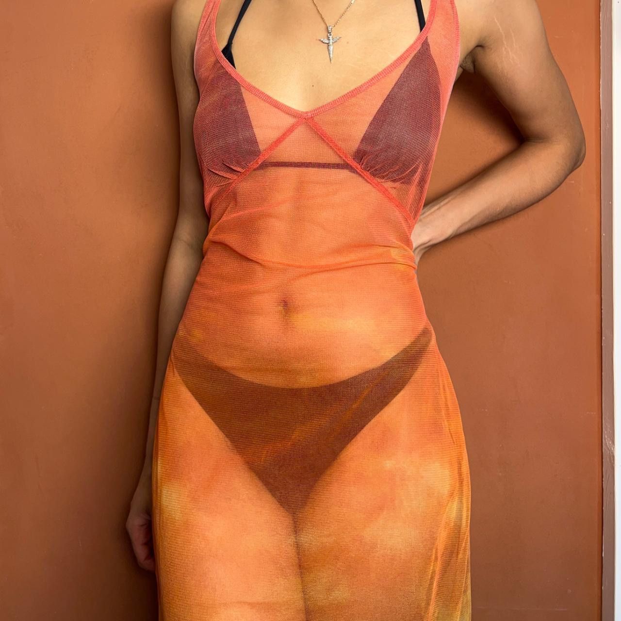 Just Cavalli beach sunset see through mesh dress