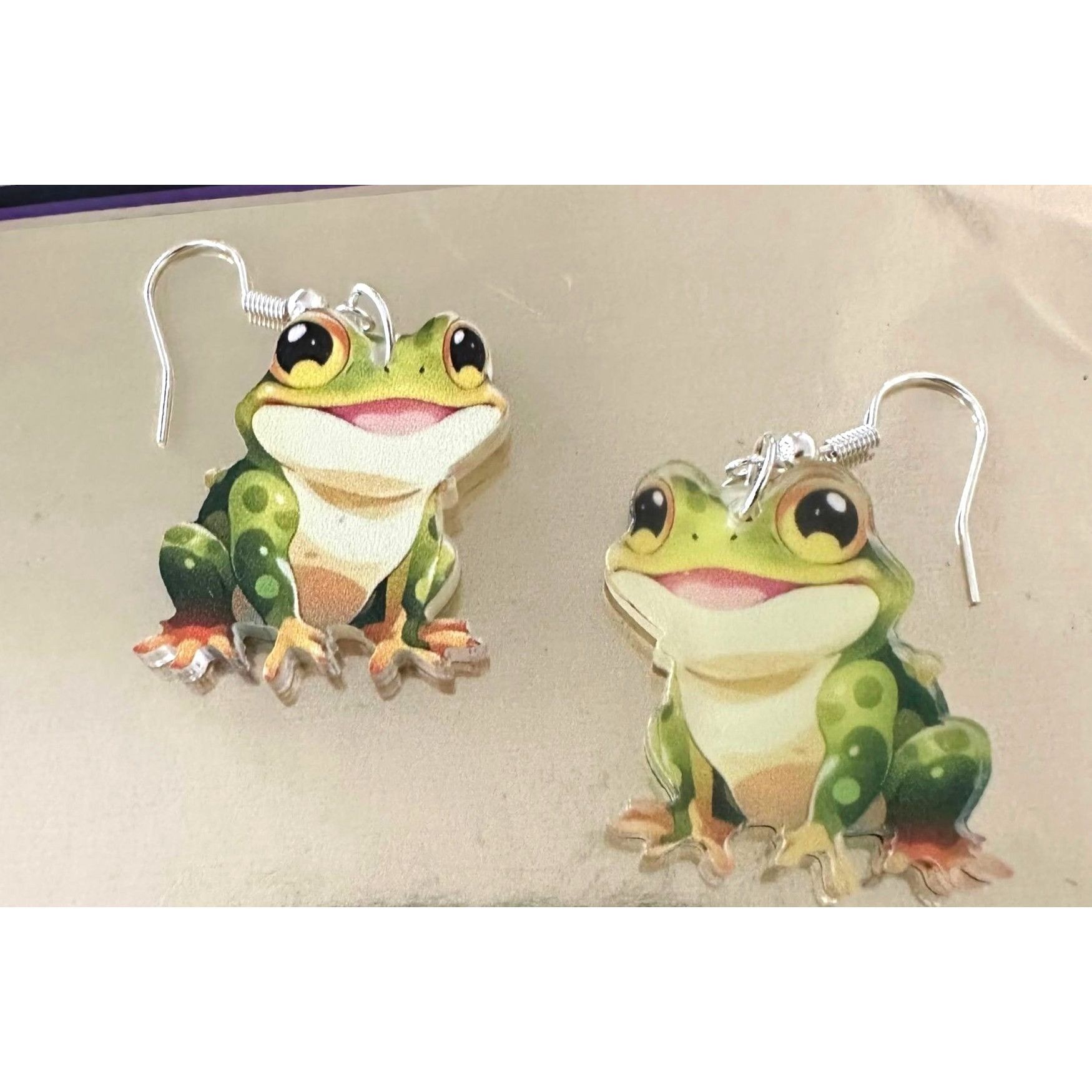 Handmade Frog Earrings New Dangle Hooks Green Double Sided Horny Toad Size ONE SIZE - 10 Thumbnail