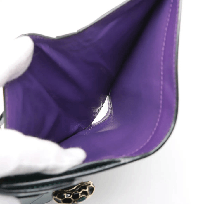 Bvlgari Serpenti Leather Compact Wallet Green x Purple Size ONE SIZE - 4 Thumbnail