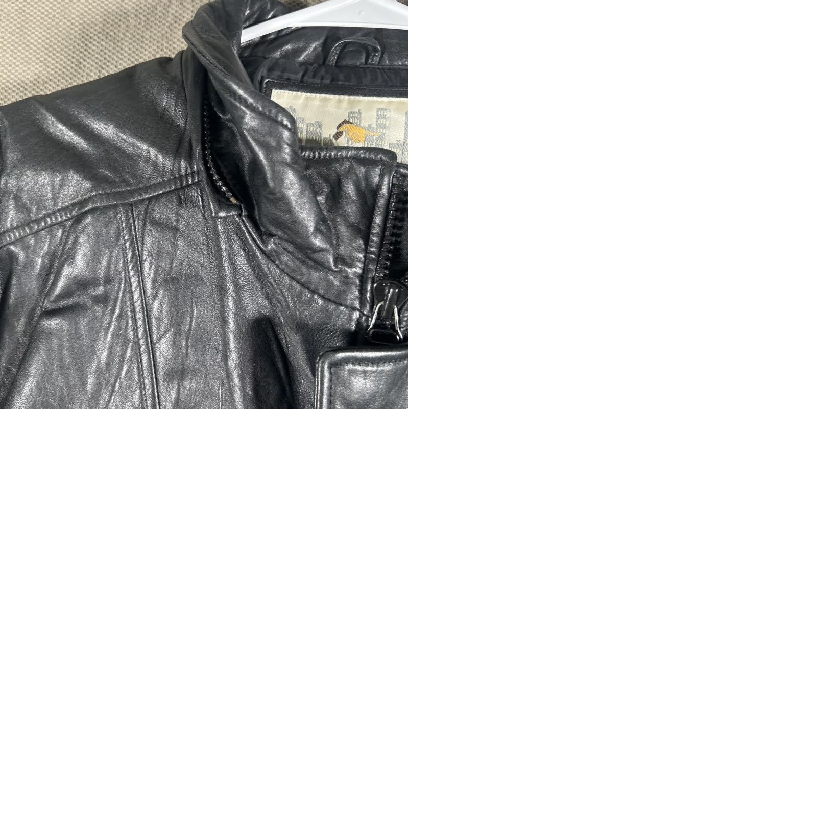 Vintage Men’s Black Heavy Rugged Leather Button Snap Zipper Coat Urban Cowboy Size Large Size US L / EU 52-54 / 3 - 12 Thumbnail