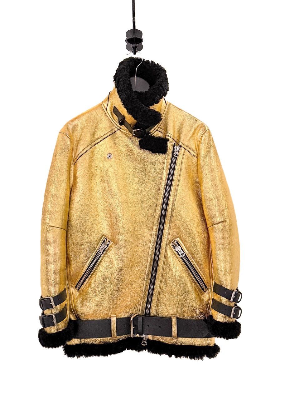 Acne Studios Acne Studios Metallic Gold Velocite Shearling Coat - 32 DK Size XS / US 0-2 / IT 36-38 - 2 Thumbnail