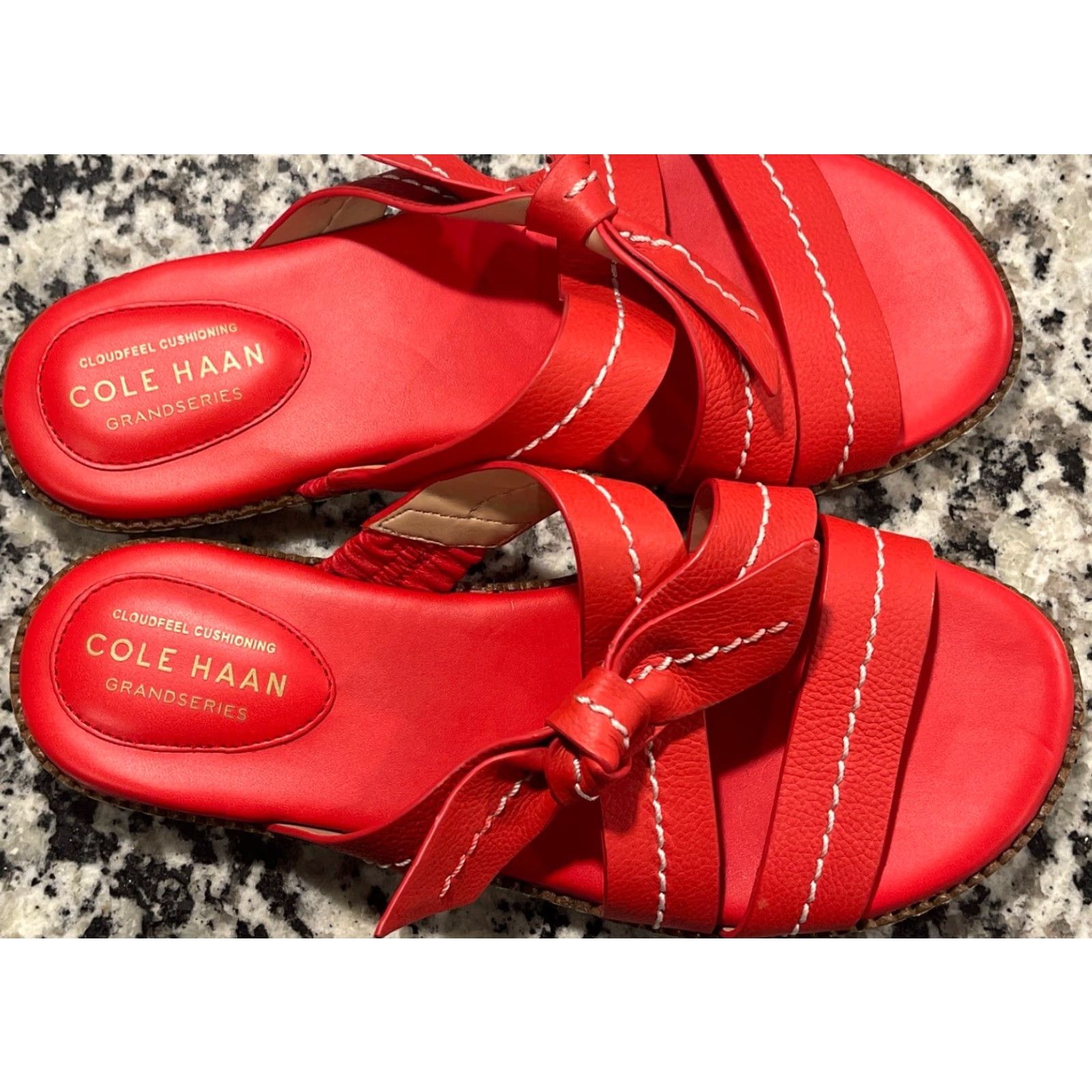 Cole Haan Cole Haan Sandal Women Cloud All Day Leather Slide 6.5 True Red W23473 Size US 6.5 / IT 36.5 - 3 Thumbnail