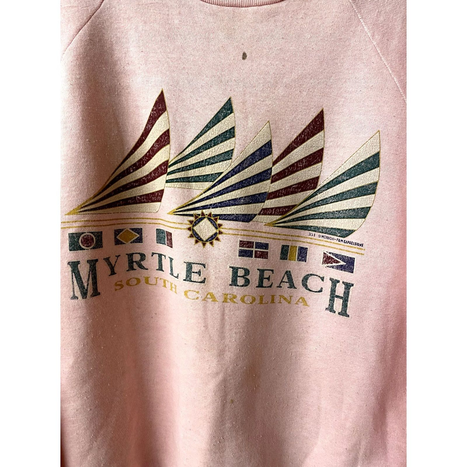 Vintage VINTAGE Myrtle Beach South Carolina Crewneck Sweatshirt Sailing Faded Pink B3 Sweatshirt Size US M / EU 48-50 / 2 - 2 Thumbnail