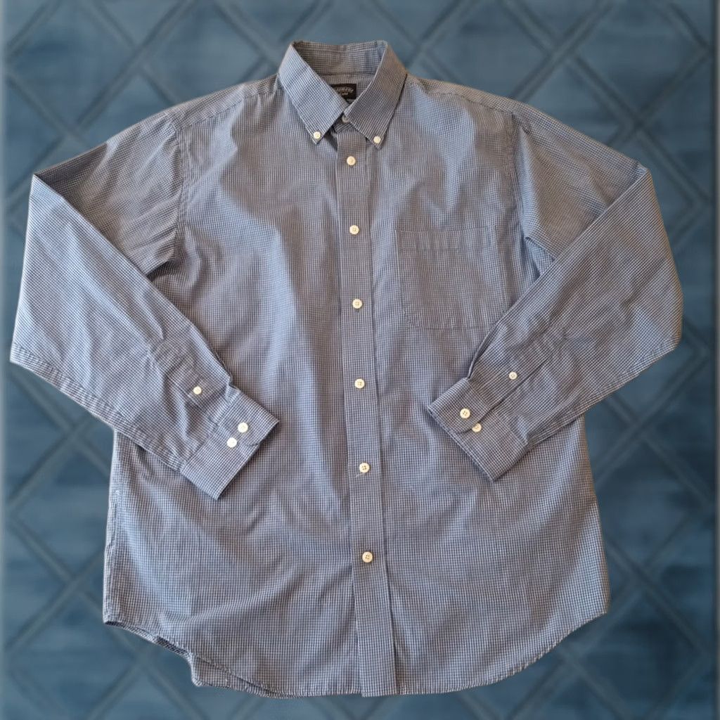 Vintage Consensus Mens Medium Blue Plaid Long Sleeve Button Down Shirt Easy Care Size US M / EU 48-50 / 2 - 1 Thumbnail