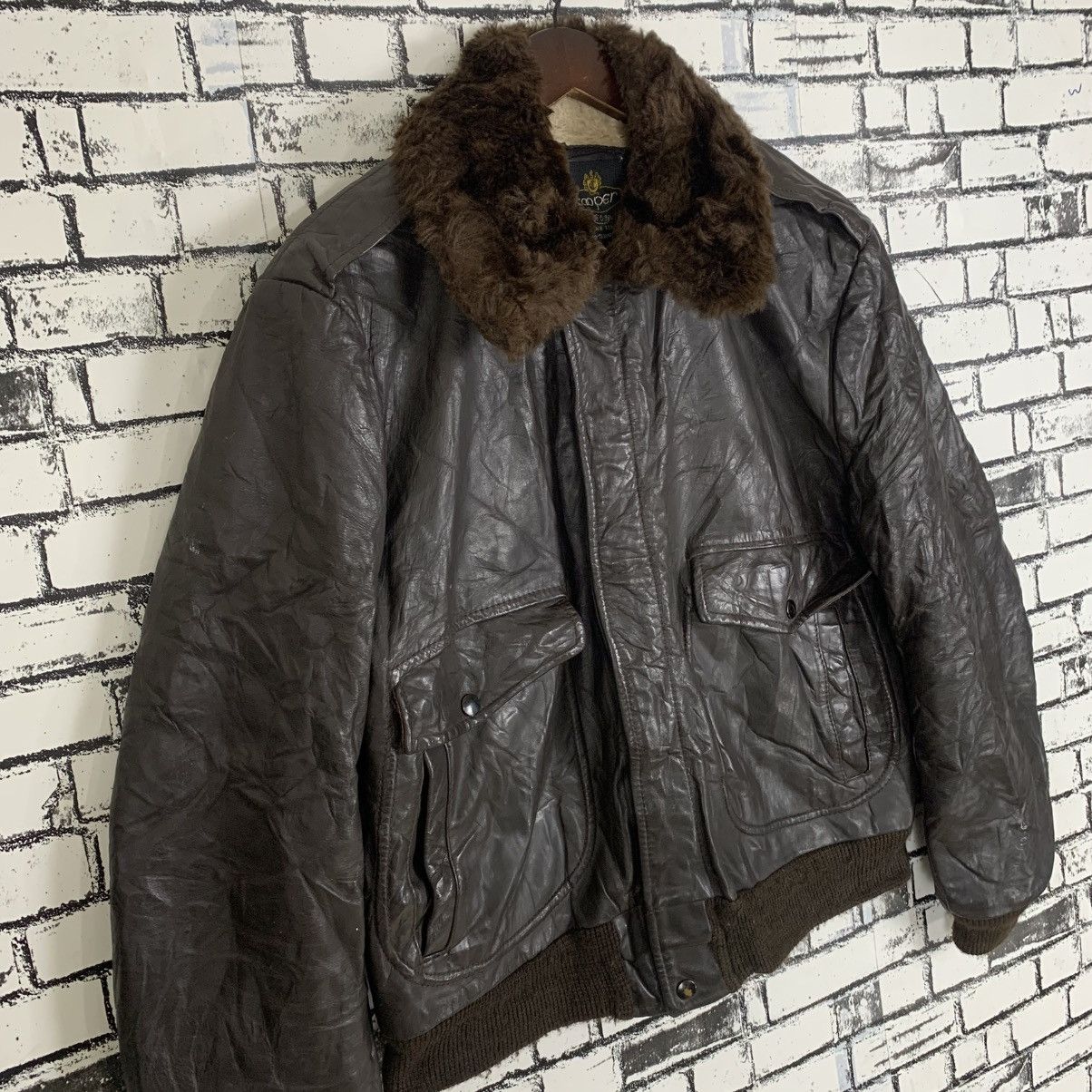 Vintage Cooper Genuine Leather Jacket Sherpa Bomber Jacket