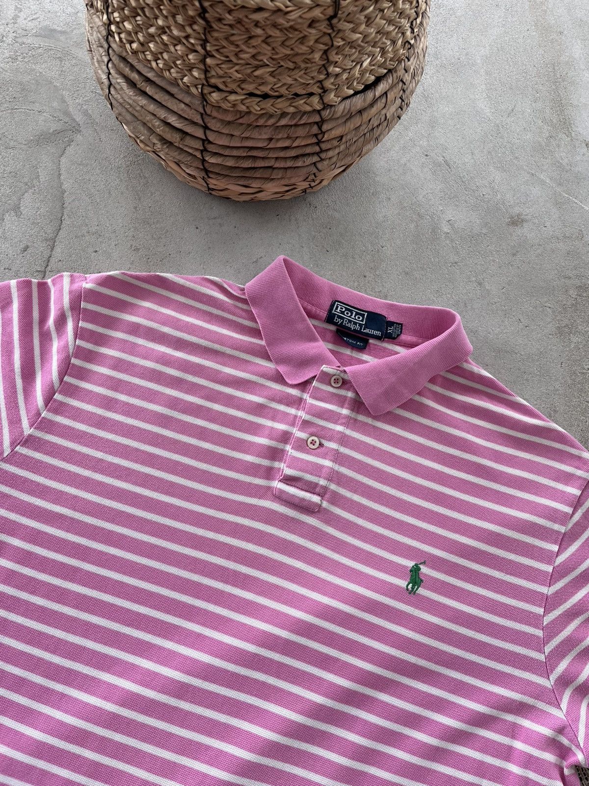 Polo Ralph Lauren Vintage Polo Ralph Lauren Pink White Striped Polo Shirt Y2K Size US XL / EU 56 / 4 - 4 Thumbnail