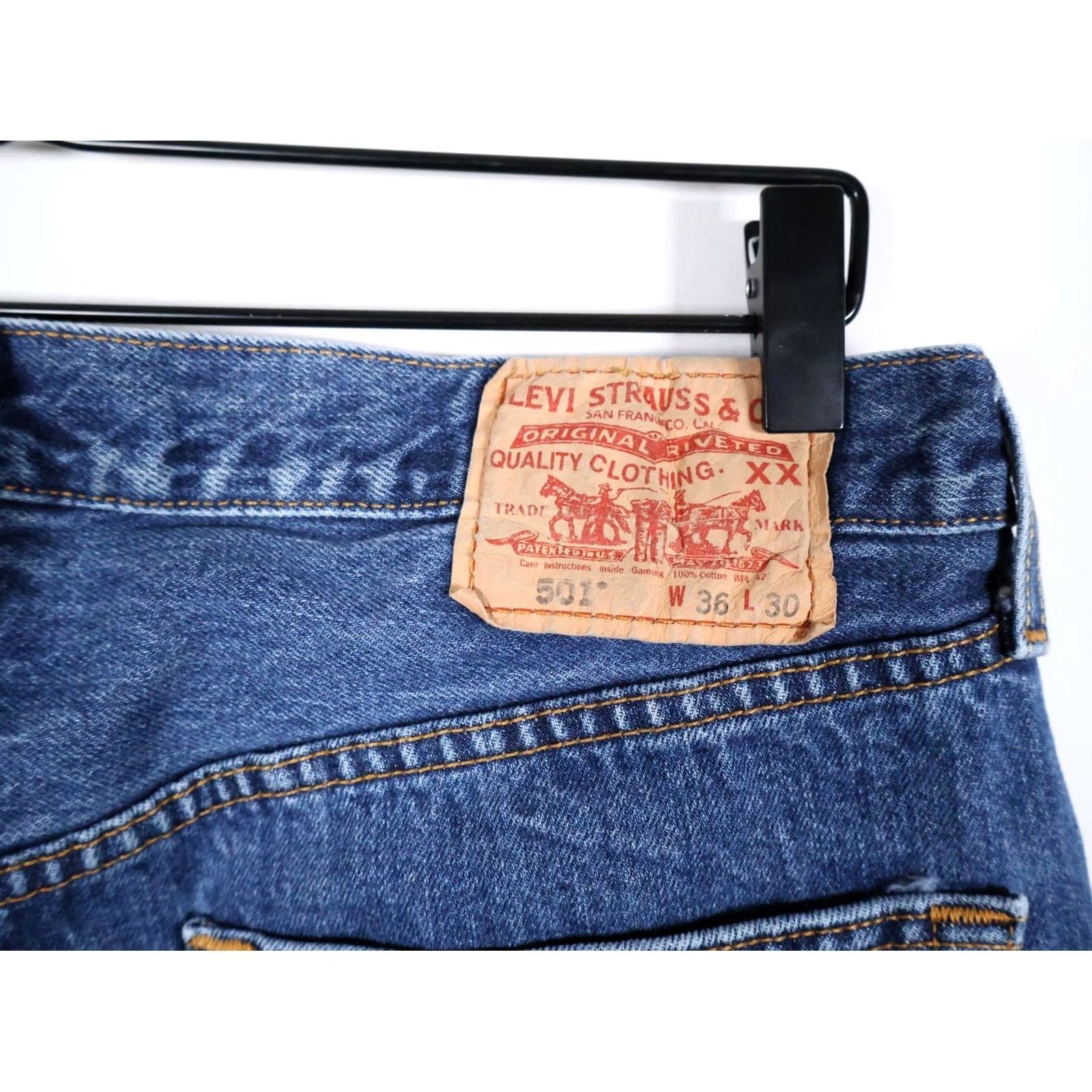 Levi's VINTAGE Levi's Jeans 501 XX Denim Button Fly Straight 34 x 29 Men 90s Blue Size US 34 / EU 50 - 5 Thumbnail